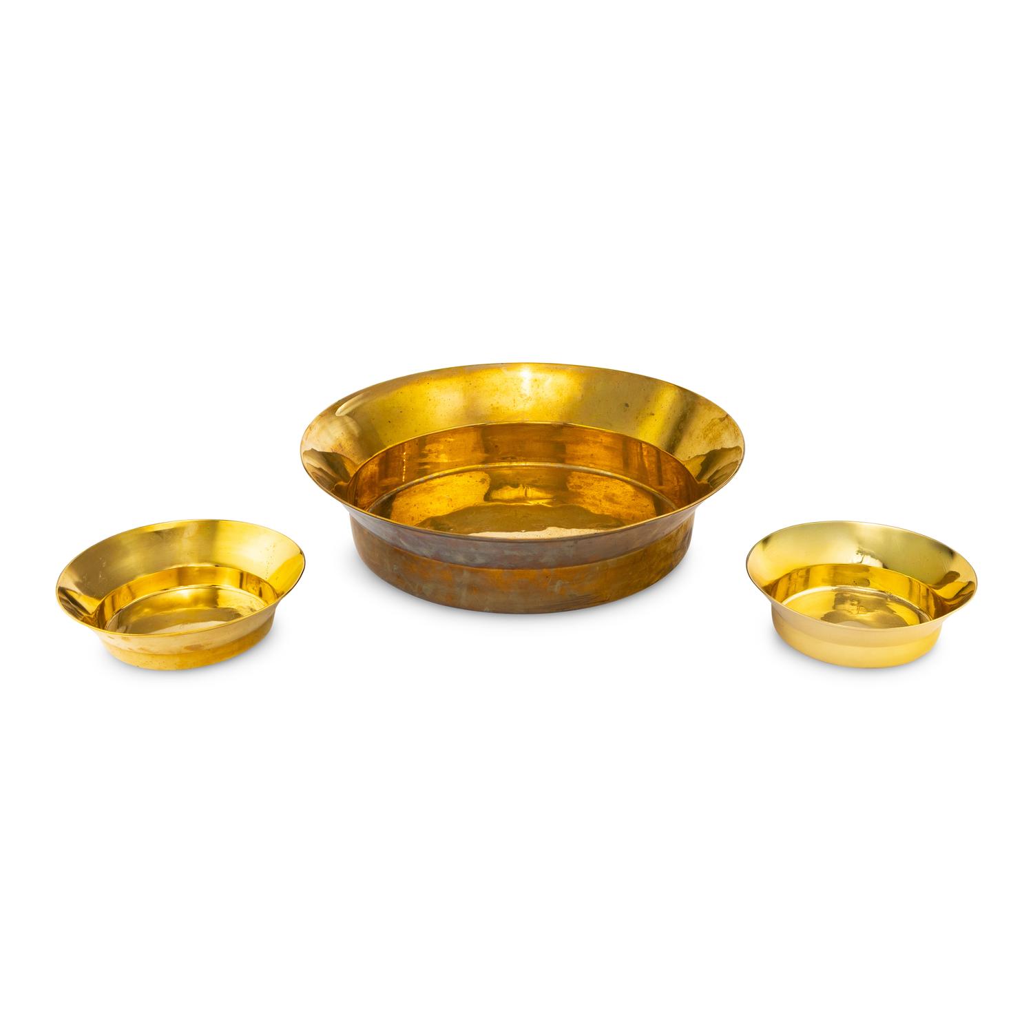 A Group of Three Brass Basins