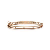 YELLOW GOLD, CULTURED PEARL, AND TURQUOISE BANGLE BRACELET