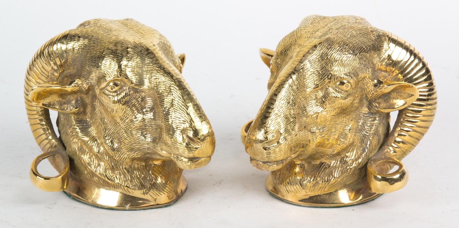 A Pair of Brass Table Ornaments Height 6 inches.