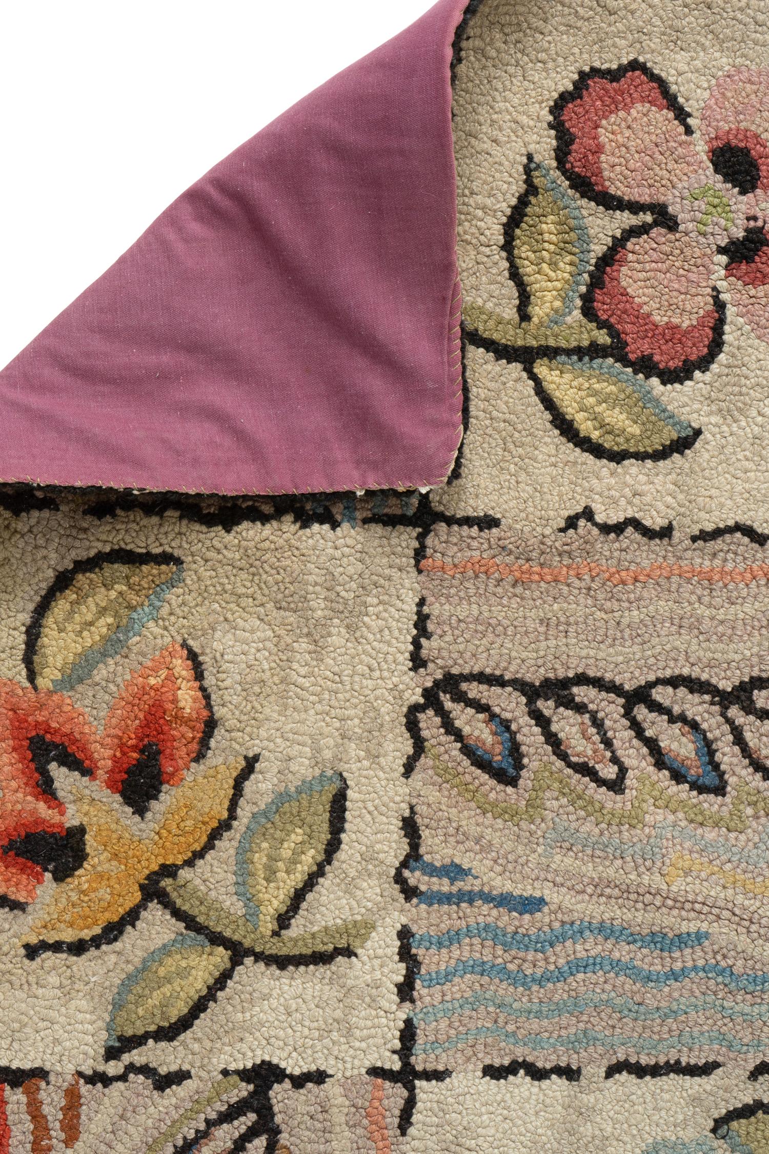 A Pair of American Hooked Floral Rugs