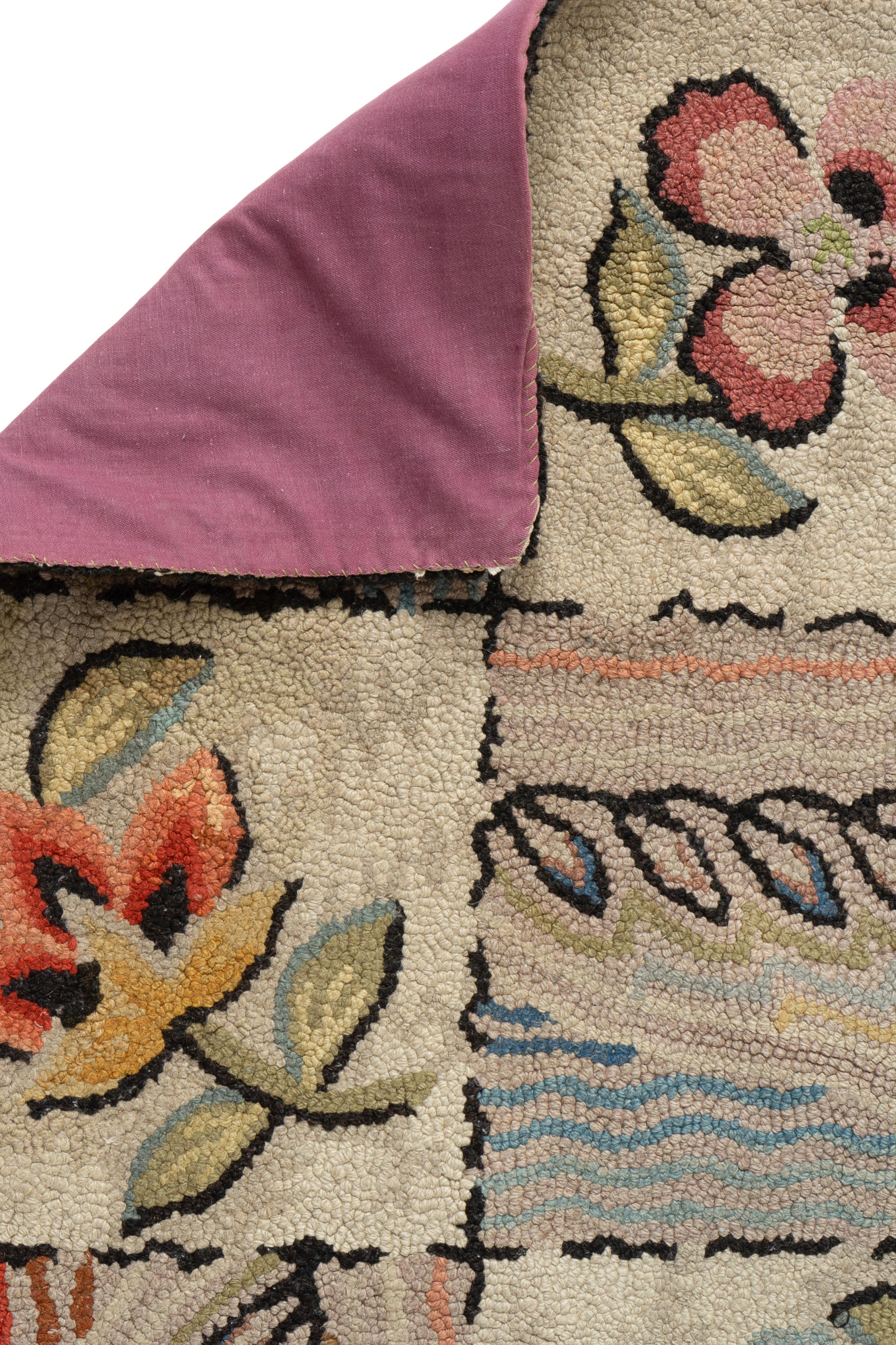 A Pair of American Hooked Floral Rugs