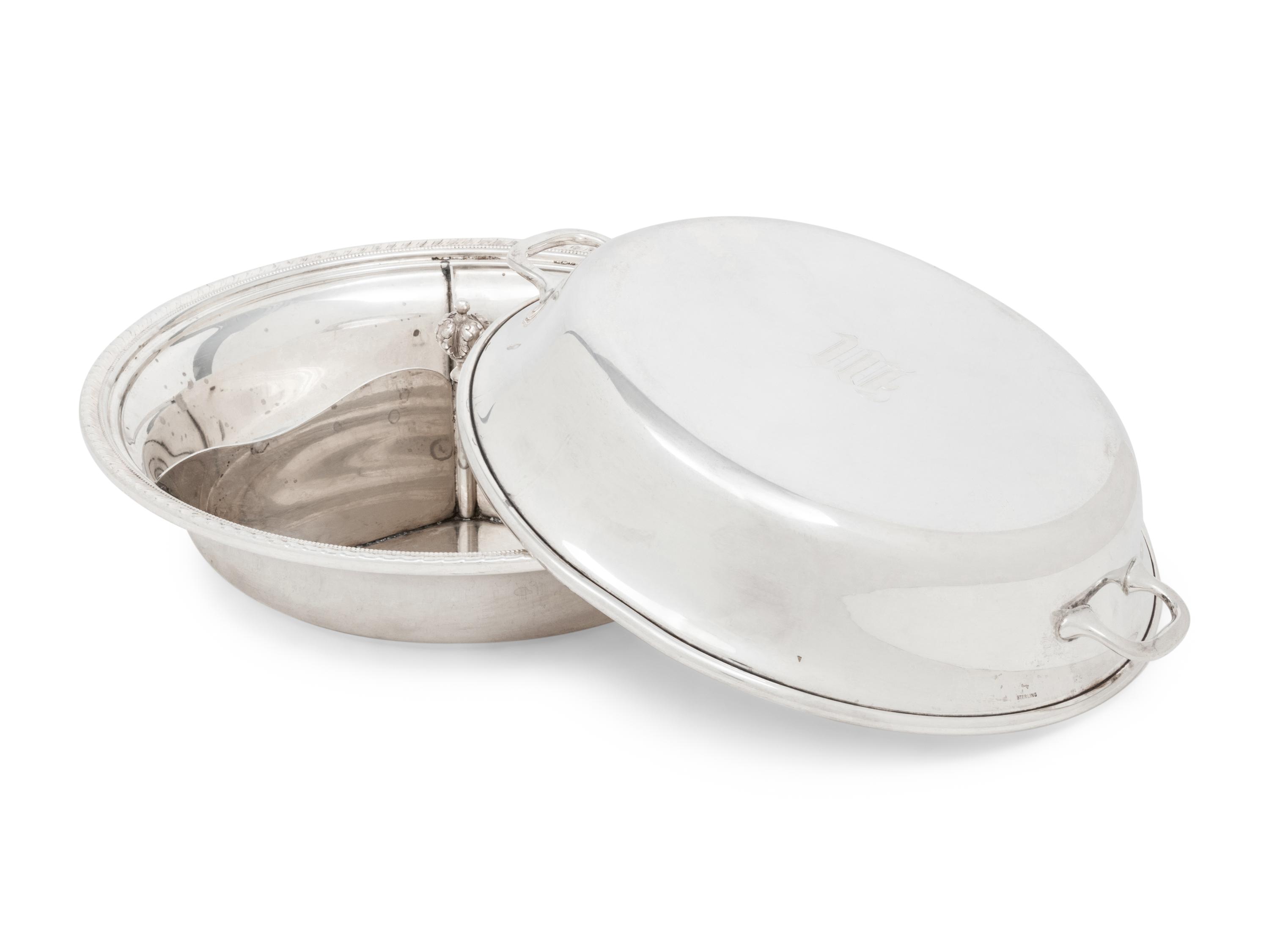 An American Silver Divided Entree Dish and Cover
