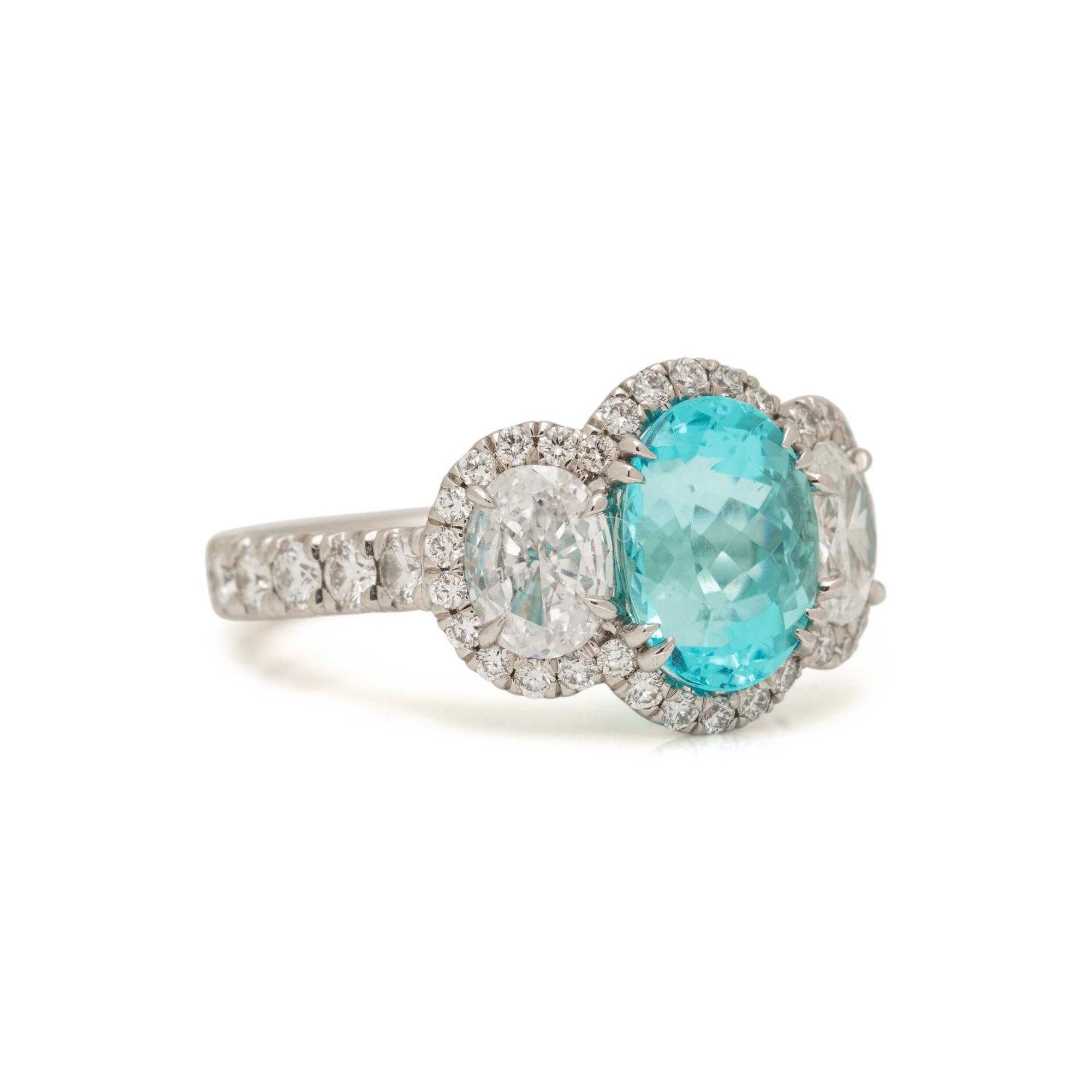 PARAIBA-TYPE TOURMALINE AND DIAMOND RING