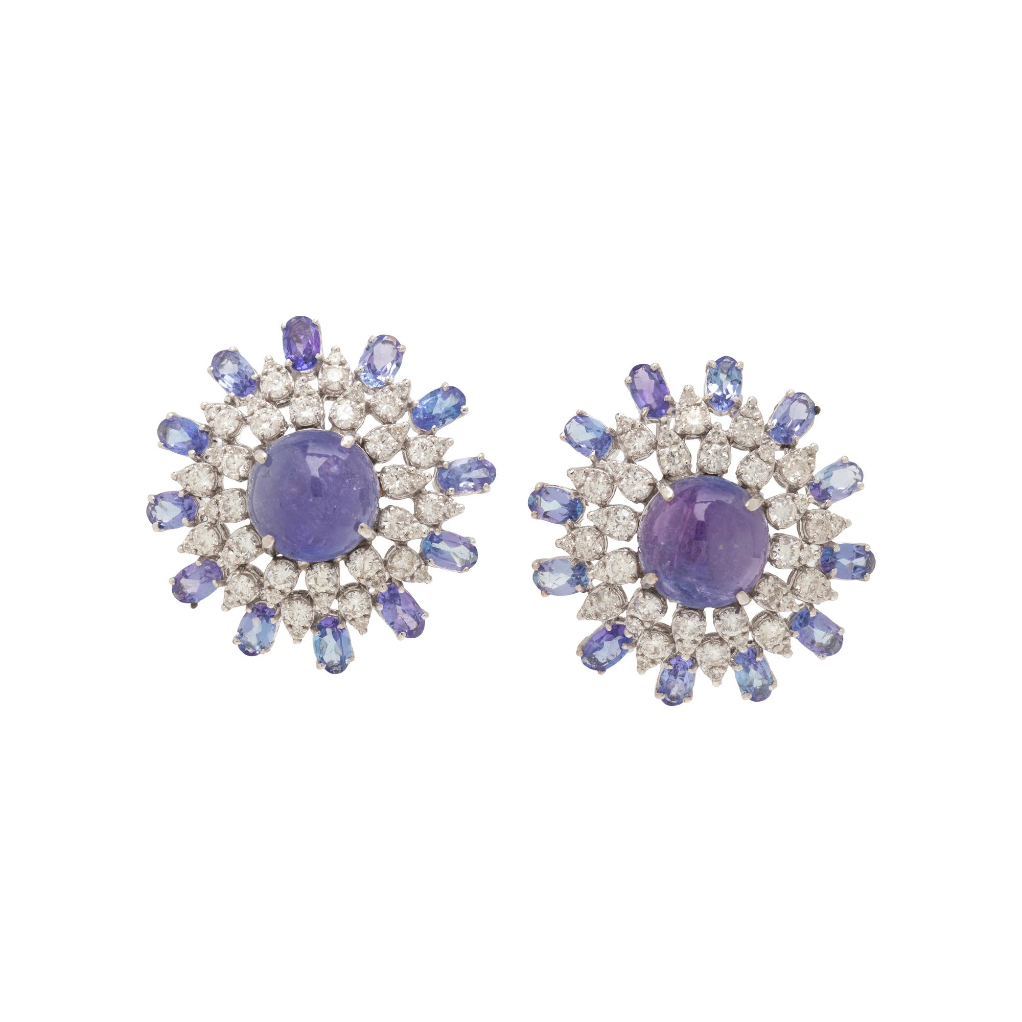 TANZANITE AND DIAMOND EARRINGS