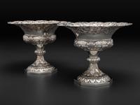 A Pair of American Repousse Silver Compotes