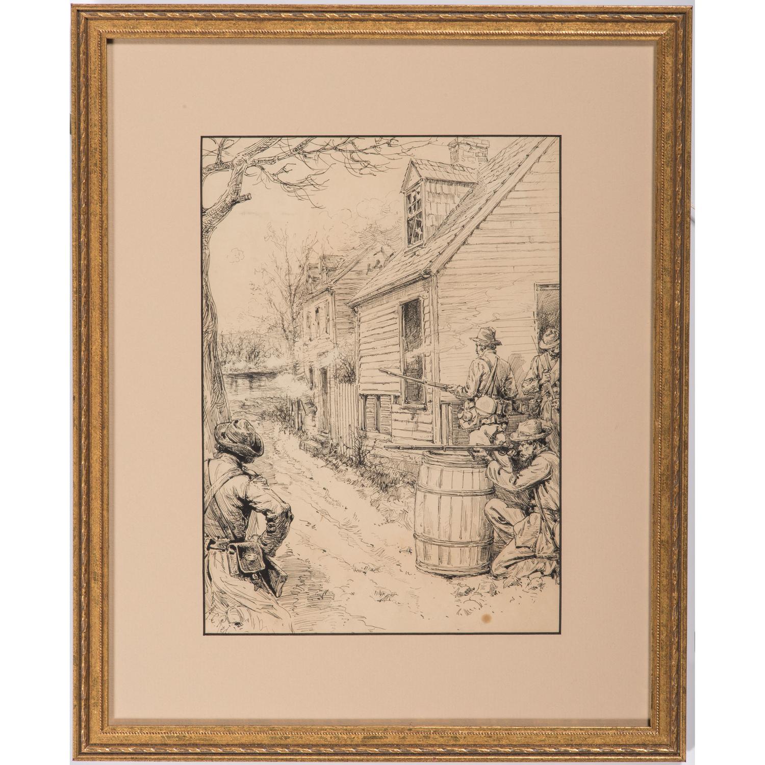 Confederate Sharpshooters, Fredericksburg, Pen and Ink Sketch by Allen C. Redwood, 1886