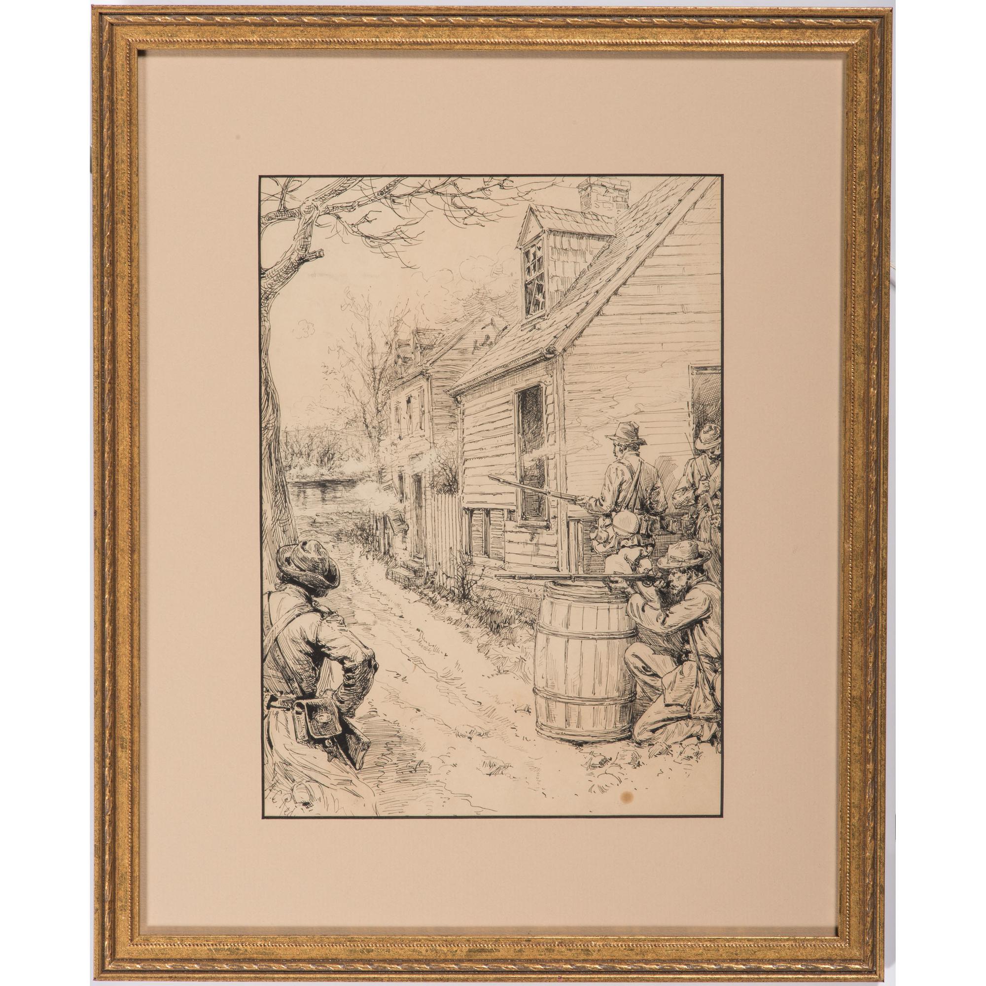Confederate Sharpshooters, Fredericksburg, Pen and Ink Sketch by Allen C. Redwood, 1886