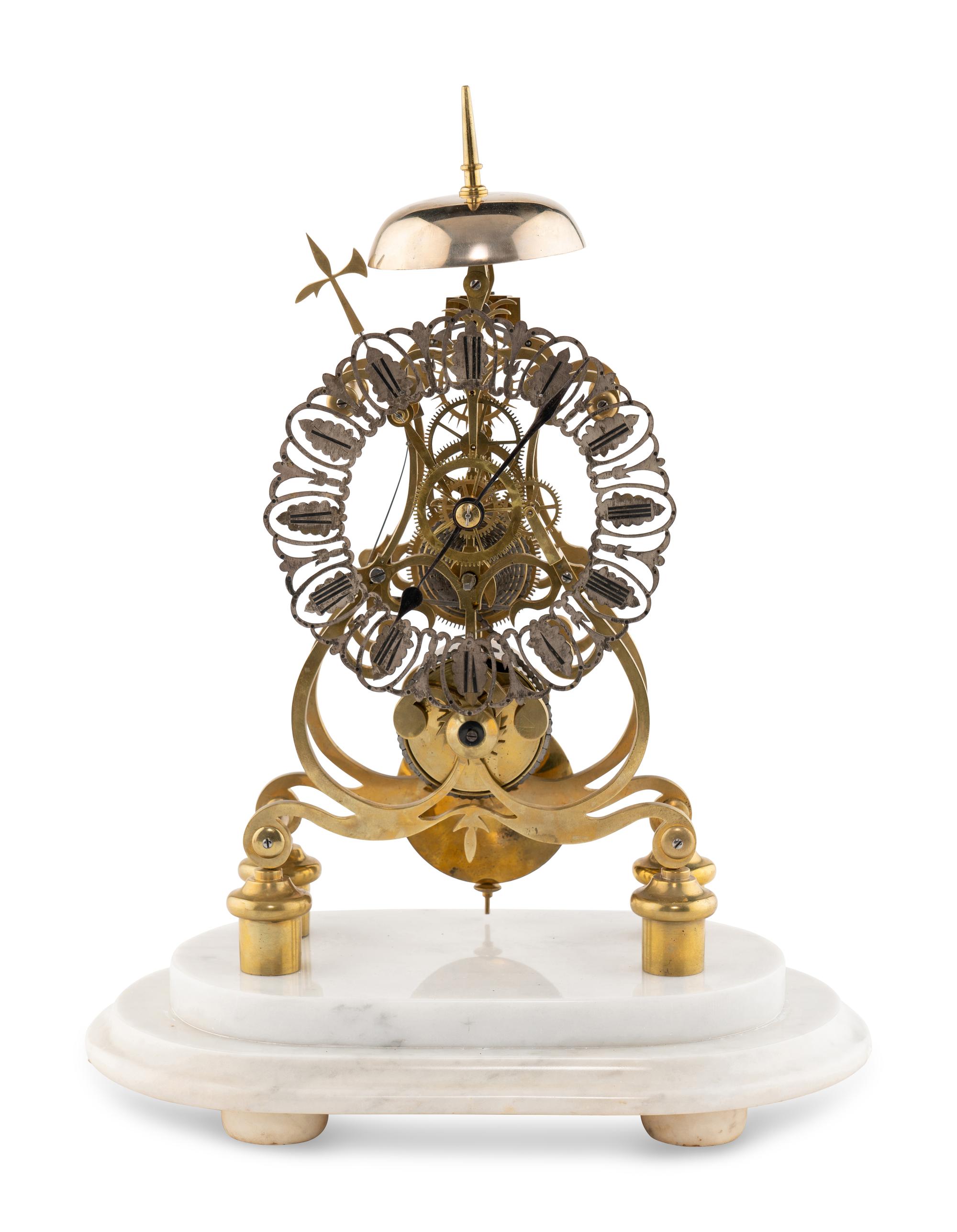 An English Brass Single-Fusée Skeleton Clock