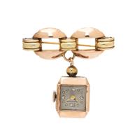 RETRO, BICOLOR GOLD LAPEL WATCH PIN