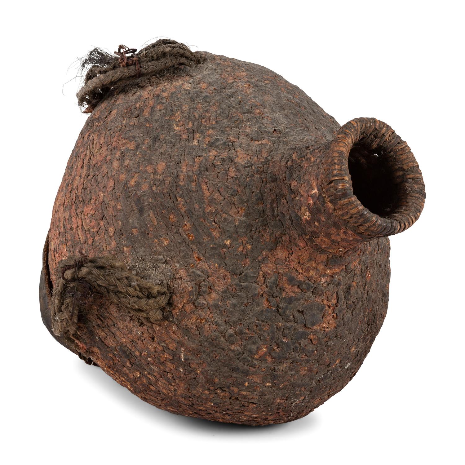 Paiute Pitch Covered Canteen, with Braided Horsehair Handles