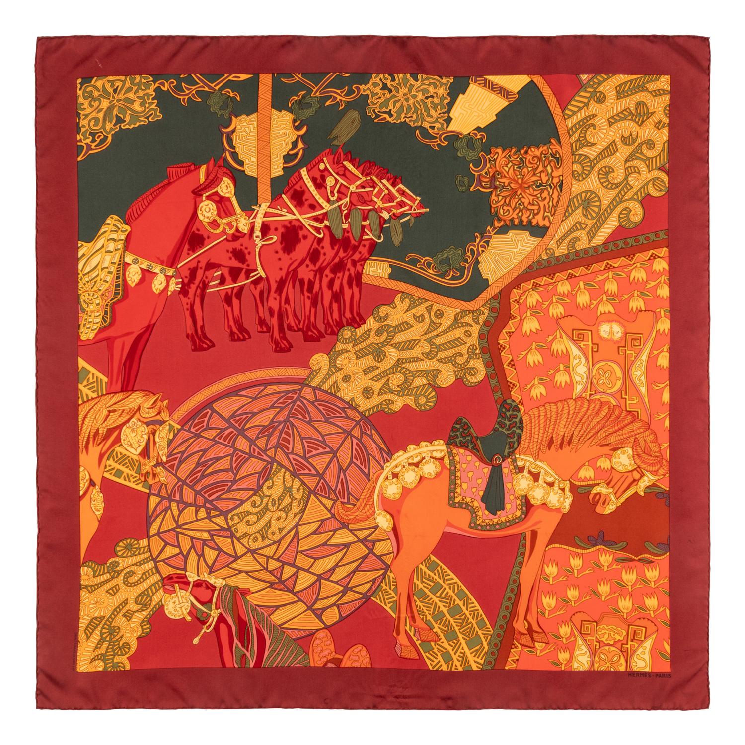 Hermès, Three Printed Silk Scarves