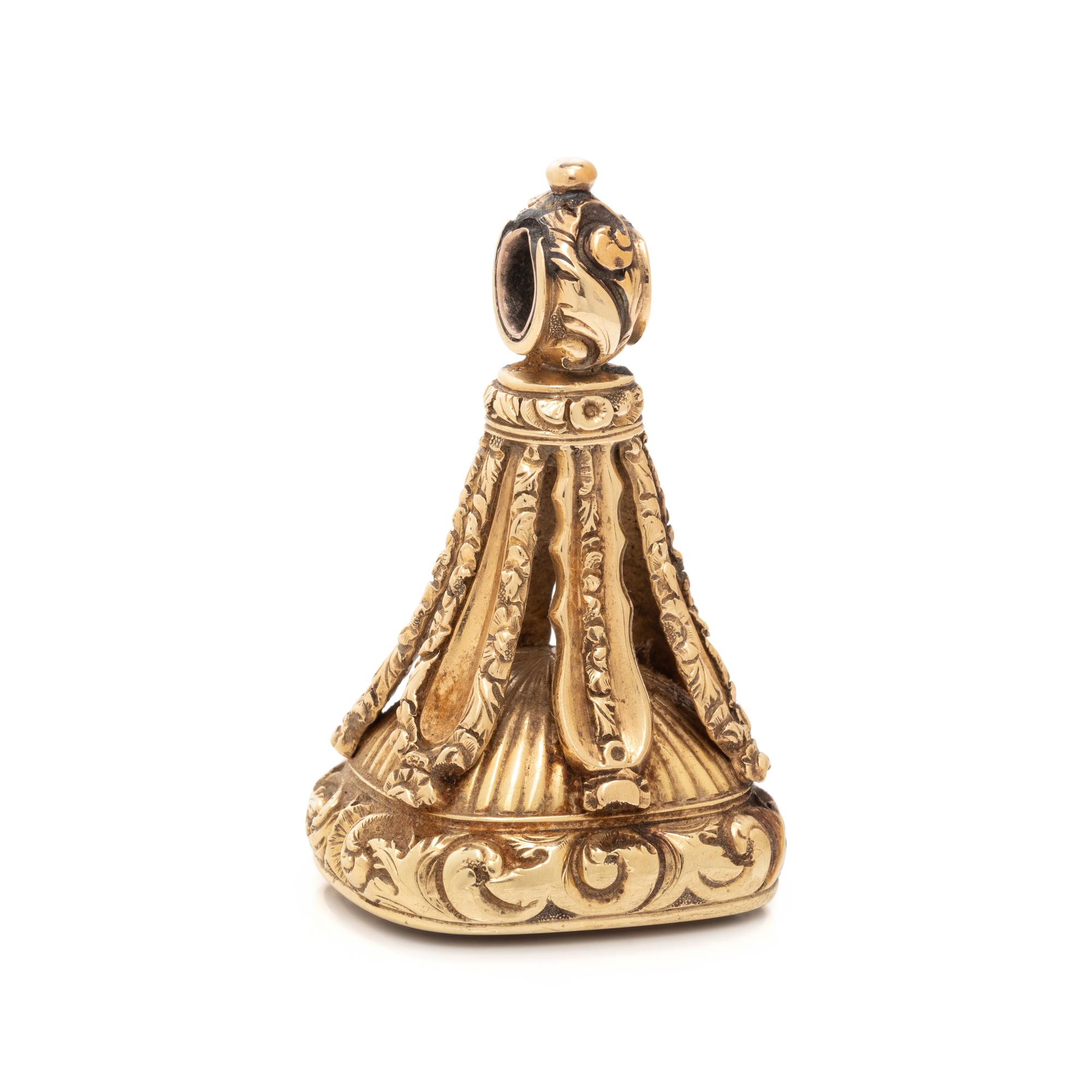 YELLOW GOLD AND CITRINE SEAL FOB