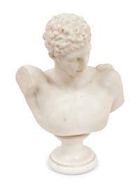 A Carved White Marble Grand Tour Bust of Hermes of Praxiteles