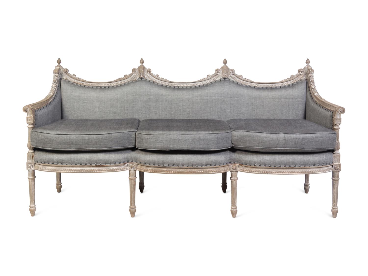 A Louis XVI Style Gray-Painted Three-Piece Seating Suite