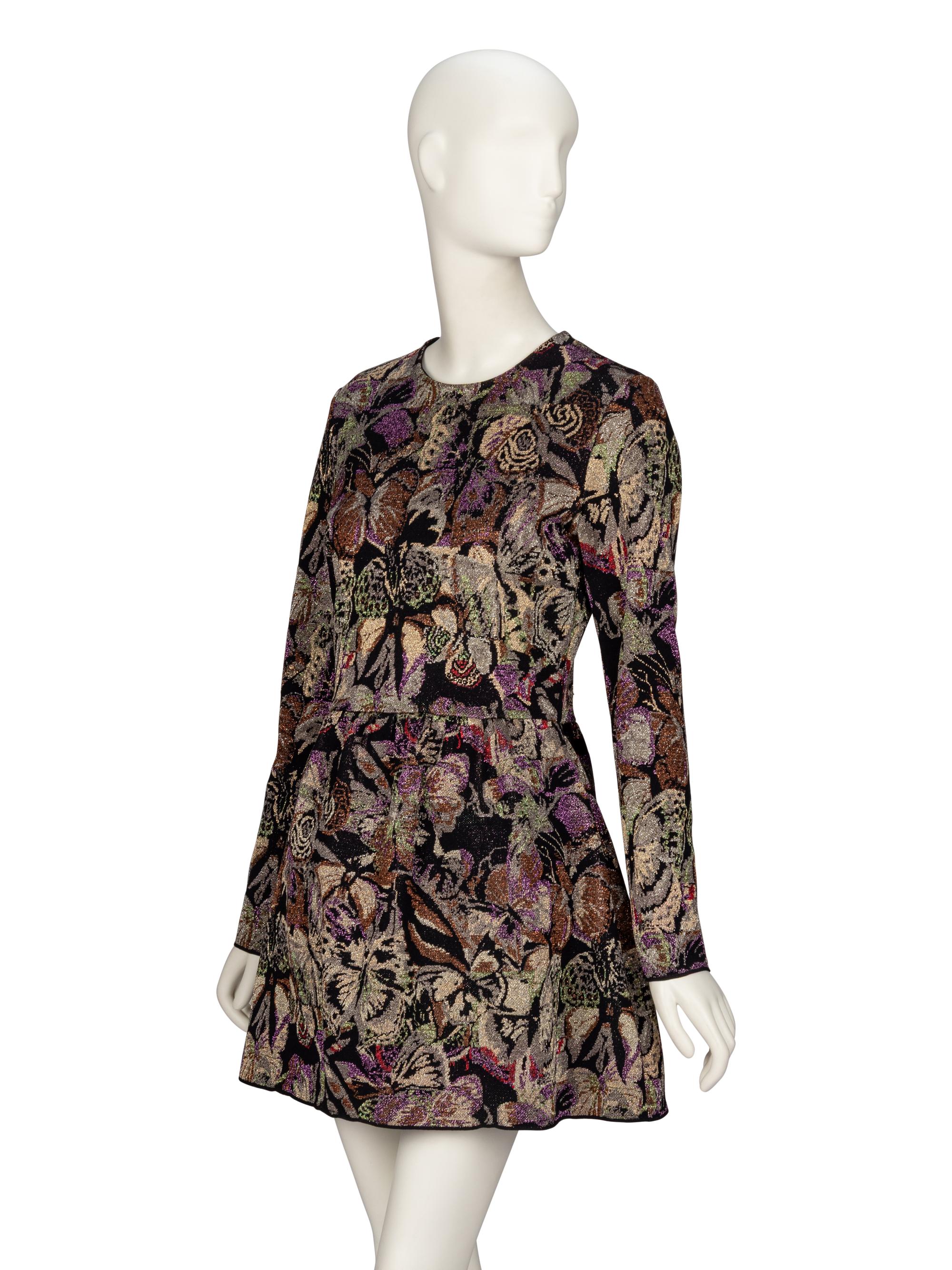 VALENTINO, METALLIC JACQUARD KNIT DRESS