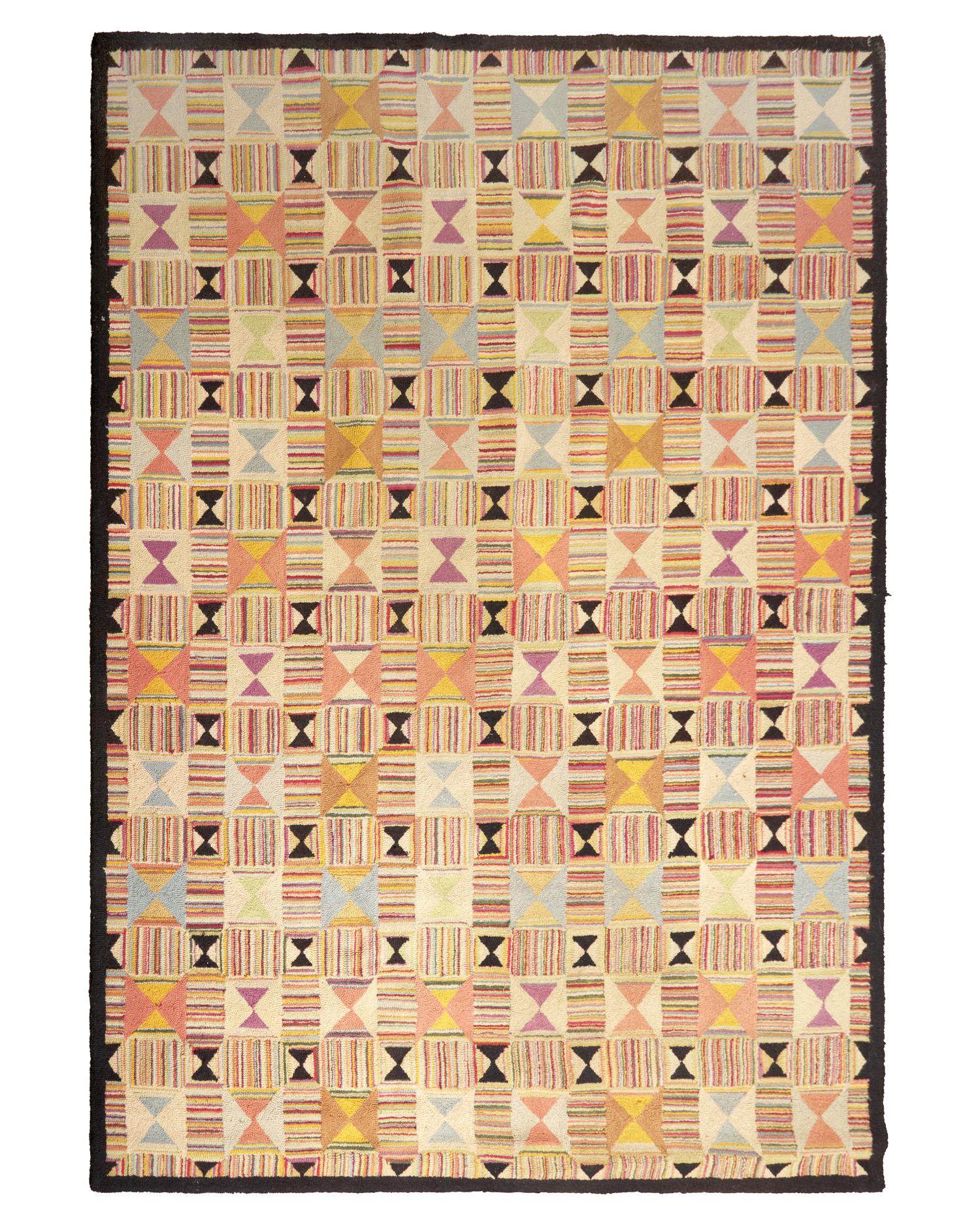 A "Bow-Tie" Hooked Rug