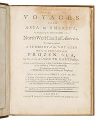 MÜLLER, Gerhard Freiderich (1705-1783). Voyages from Asia to America, For Completing the Discoveries of the North West Coast of America. To which is prefixed, A Summary of Voyages Made by the Russians on the Frozen Sea, in Search of a North East Passage. With the Addition of Three New Maps... by Thomas Jeffreys . London: Printed for T. Jeffreys, 1761.