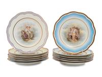 A Set of Twelve Germain Painted Porcelain Dessert Plates