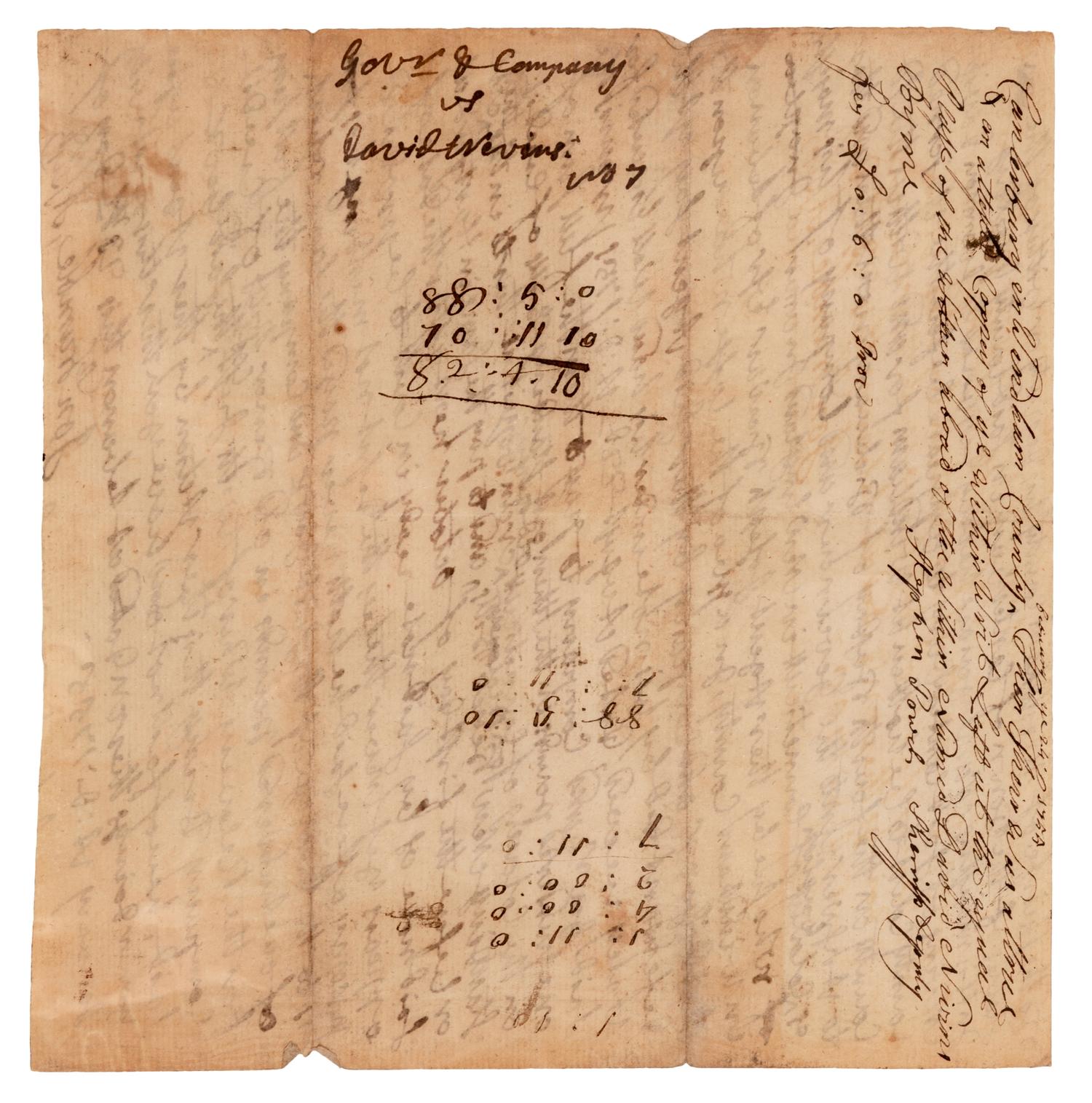 TRUMBULL, Jonathan (1710-1785), Governor of Connecticut. Document signed ("Jon Trumble"). N.p., n.d.