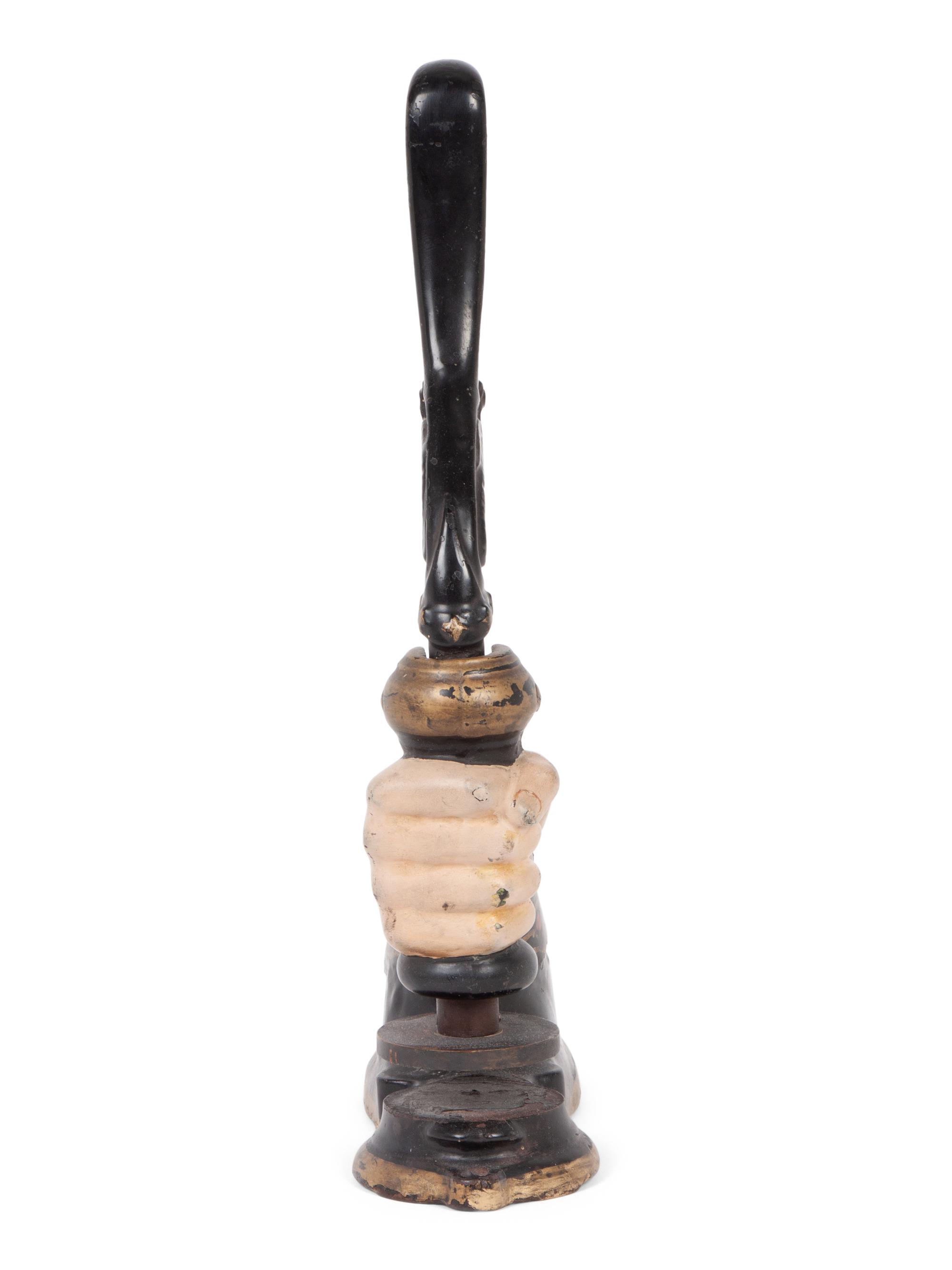 A Polychrome Painted Iron Notary Seal Press
