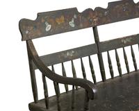 A Green-Painted and Decorated Windsor Bench