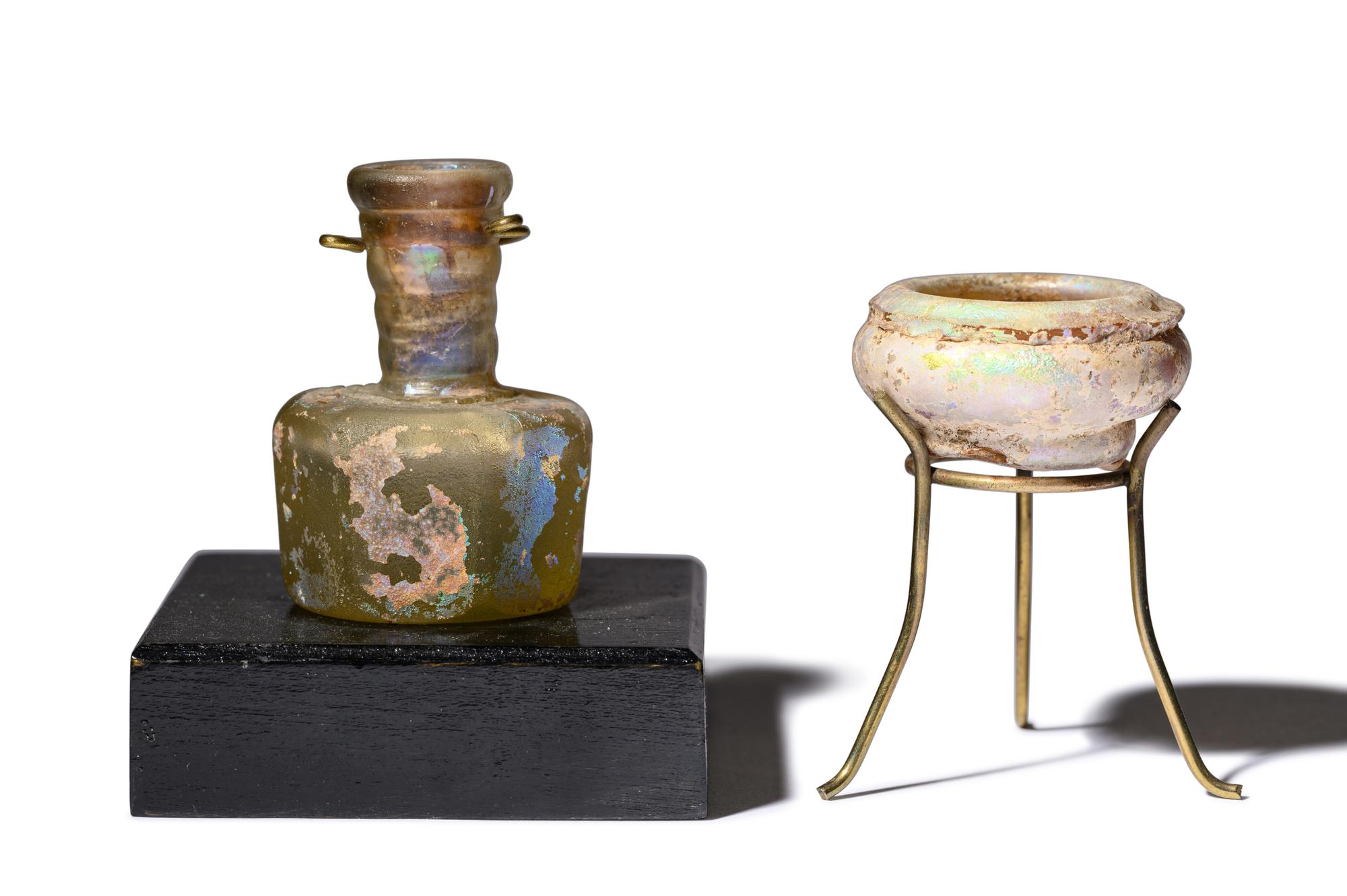 Two Islamic Glass Miniature Vessels