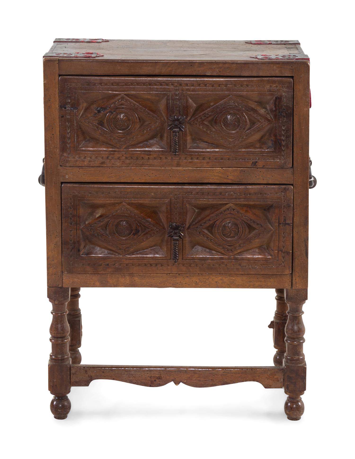 A Spanish Iron Mounted Walnut Side Table