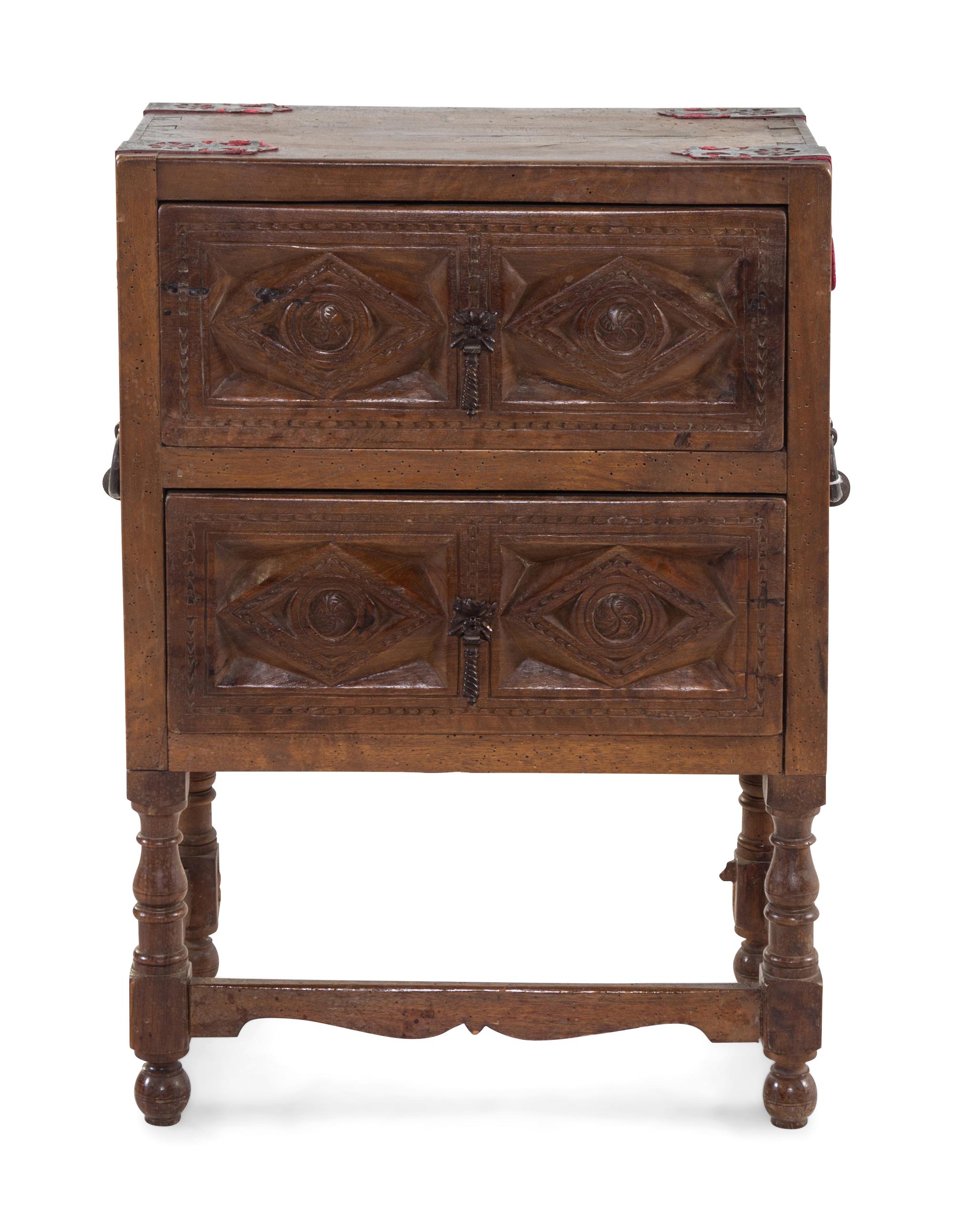 A Spanish Iron Mounted Walnut Side Table