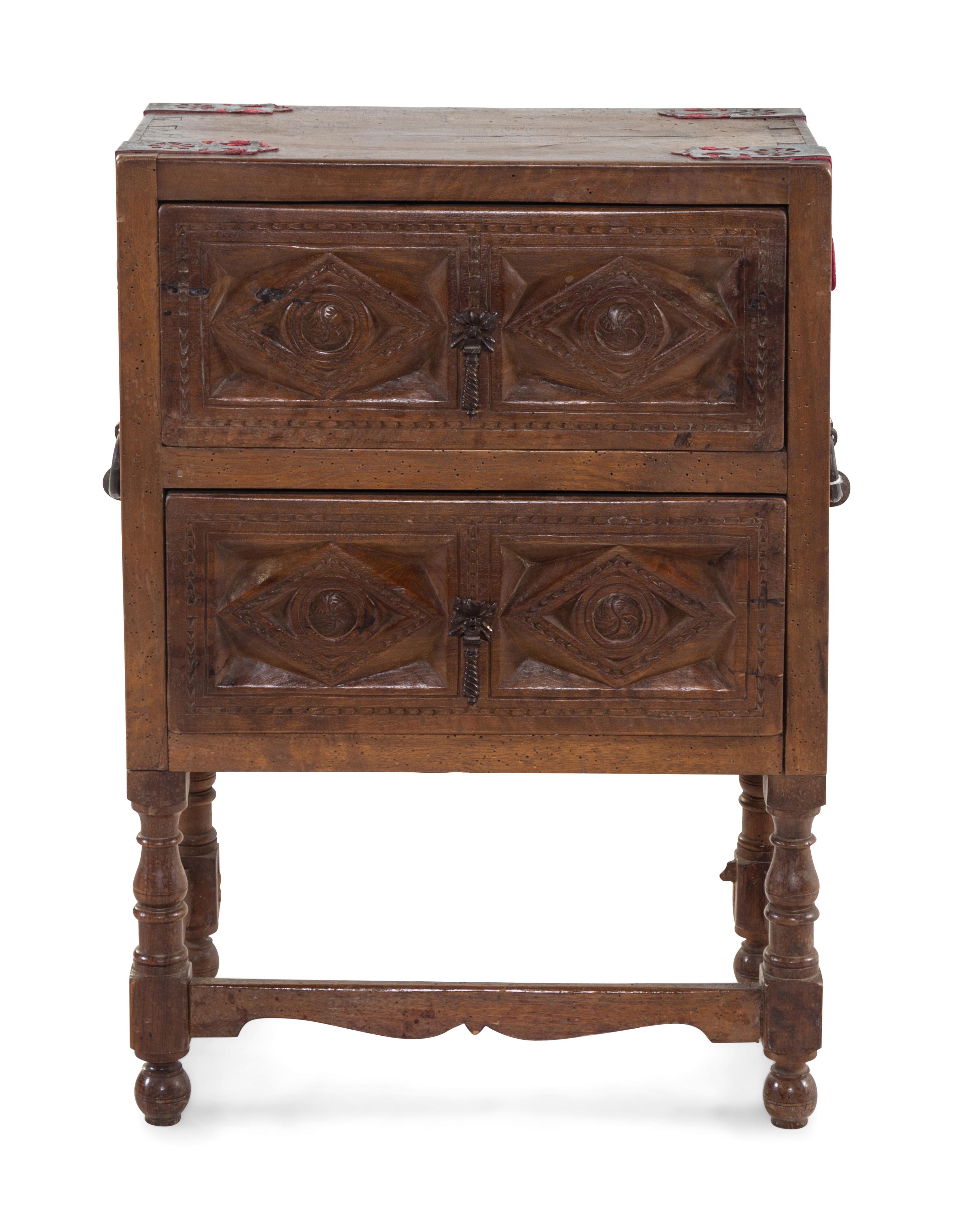 A Spanish Iron Mounted Walnut Side Table
