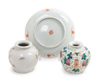 Three Famille Rose Porcelain Articles