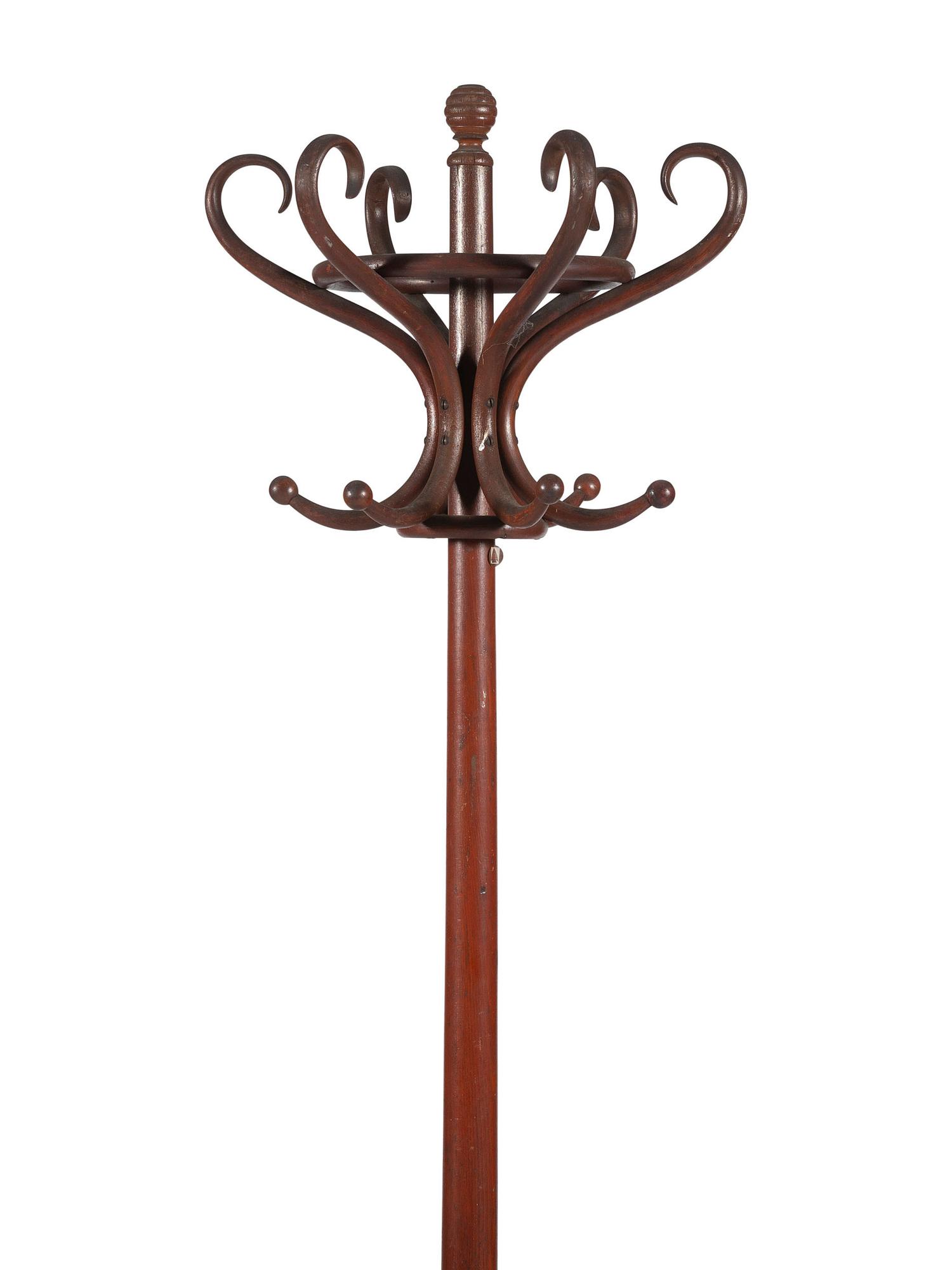 A Paint Decorated Bentwood Hat and Coat Rack