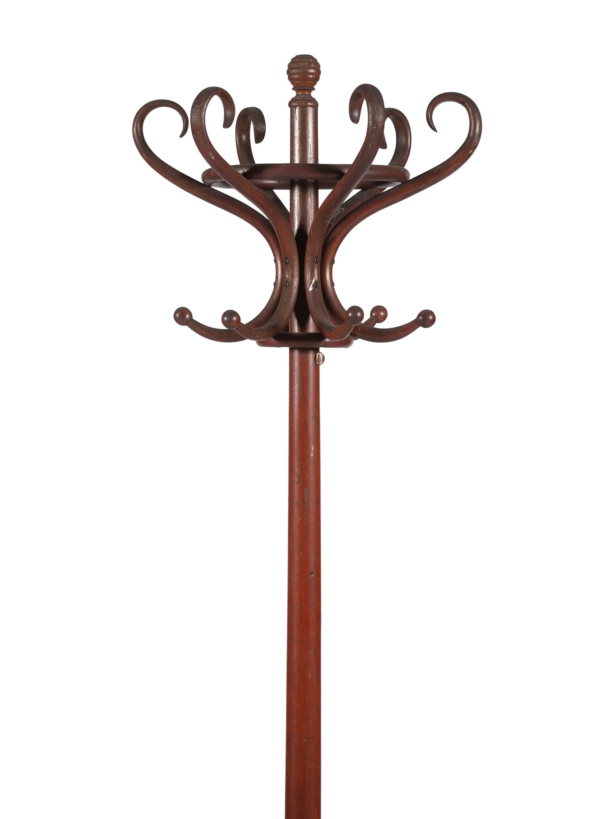 A Paint Decorated Bentwood Hat and Coat Rack