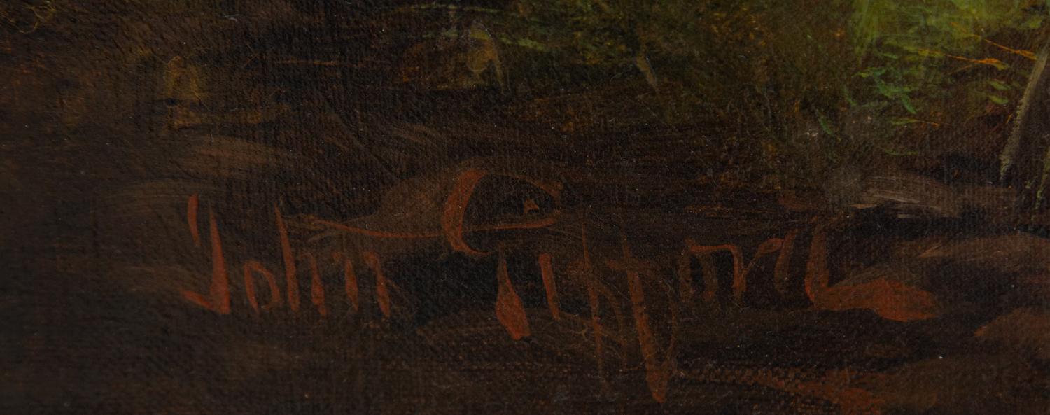 Three Hunting Dogs in Mountain Landscape