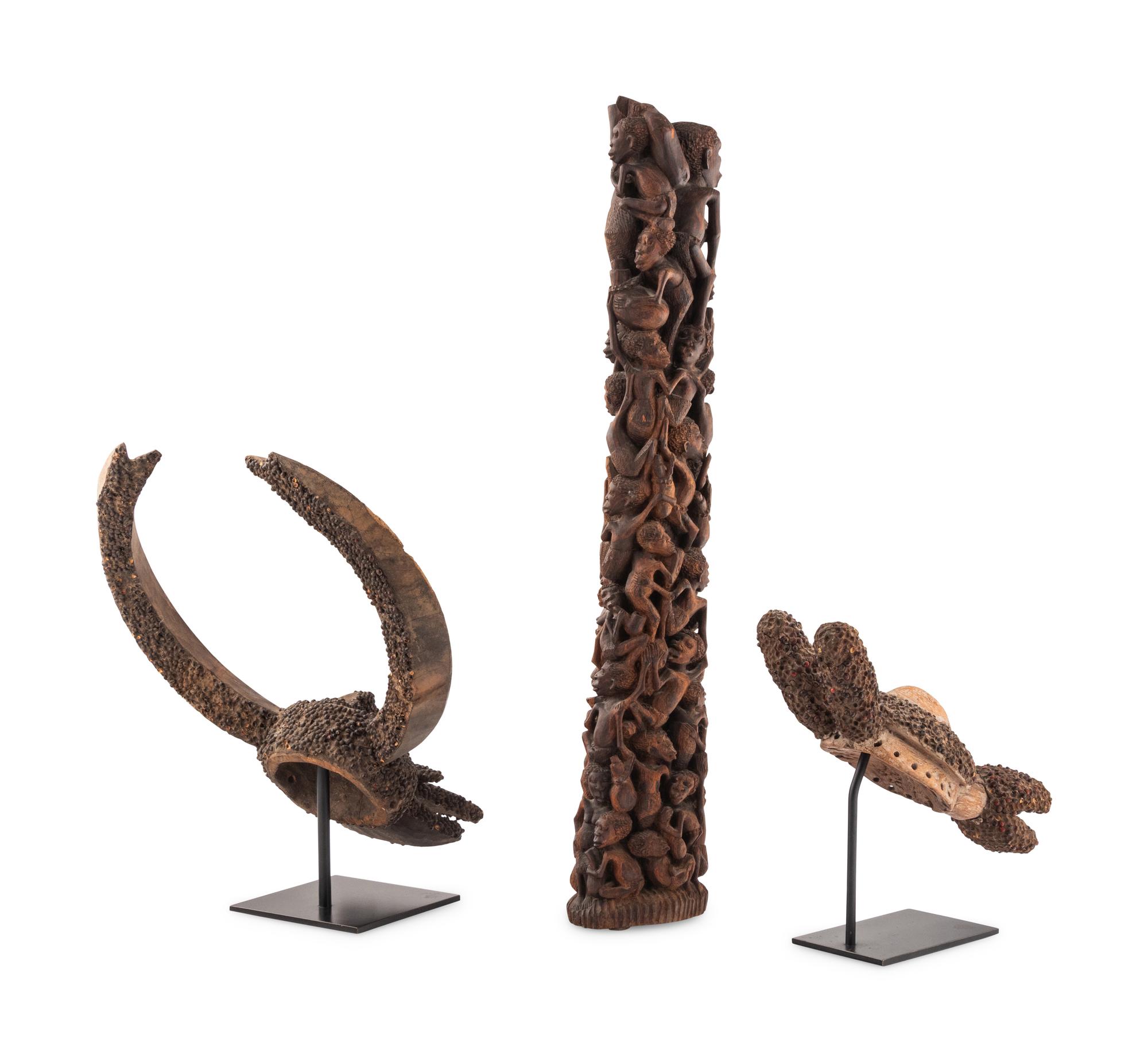 A Group of Thee Carved African Objects