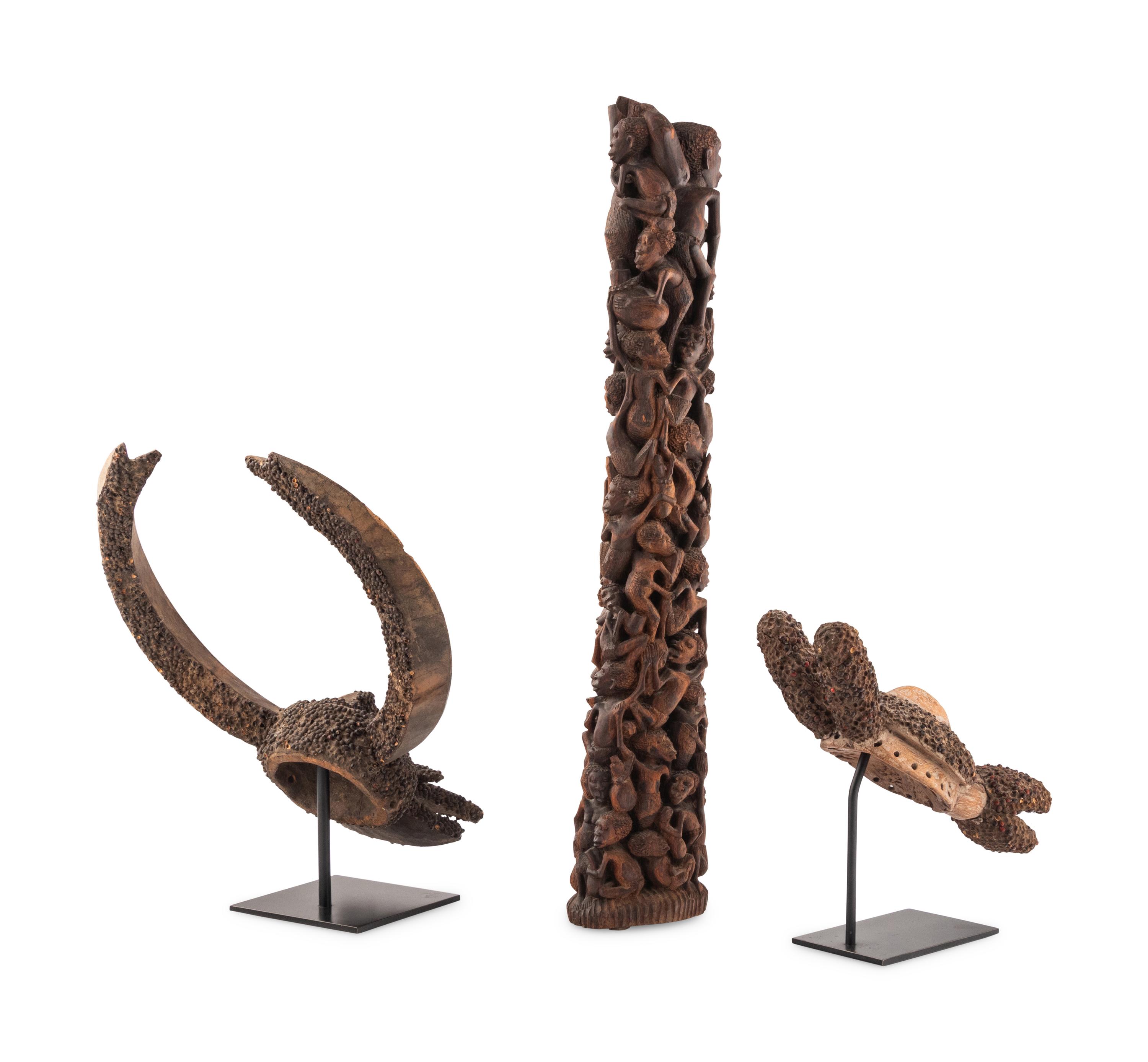 A Group of Thee Carved African Objects