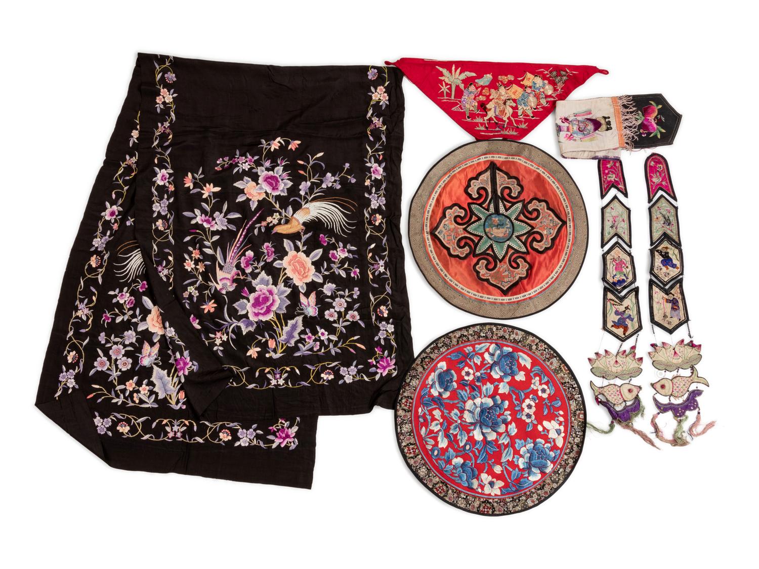 18 Chinese Embroidered Silk Panels