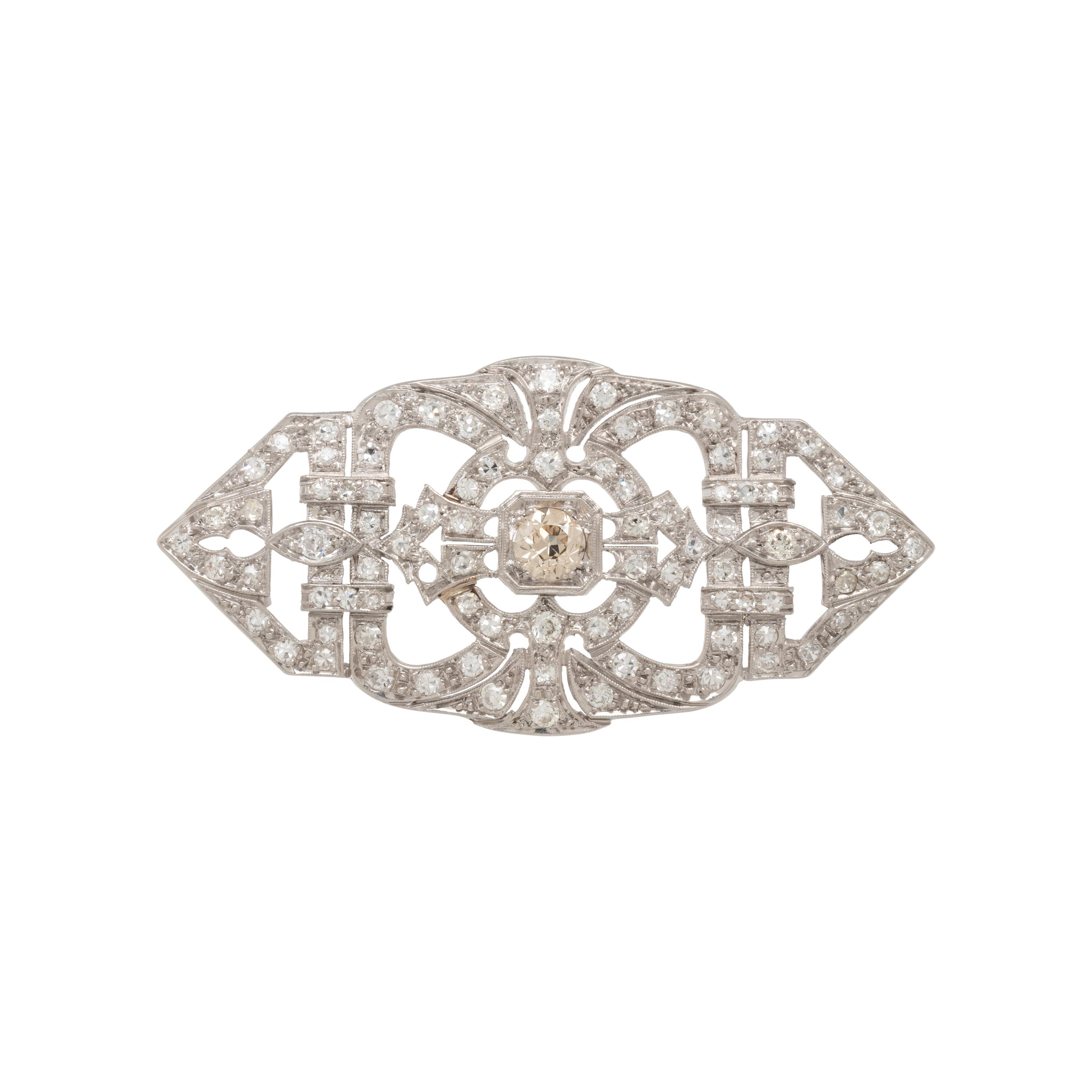 ART DECO, DIAMOND BROOCH