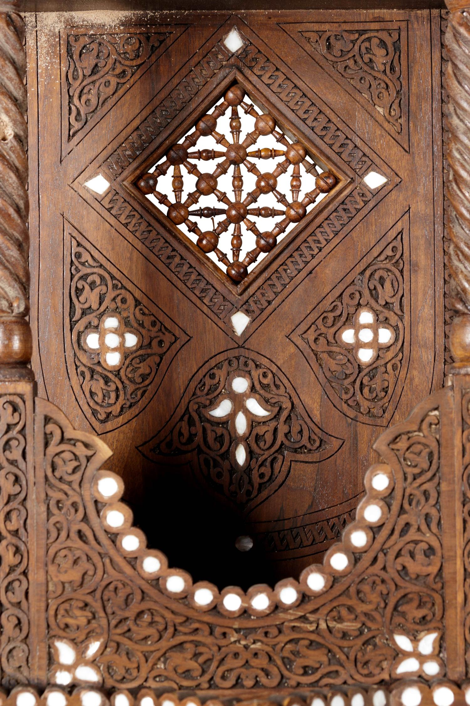 A Pair of Syrian Mother-of-Pearl Inlaid Walnut Hanging Shelf — 20TH CENTURY