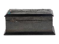 A Repousse Metal and Cabochon-Inset Humidor