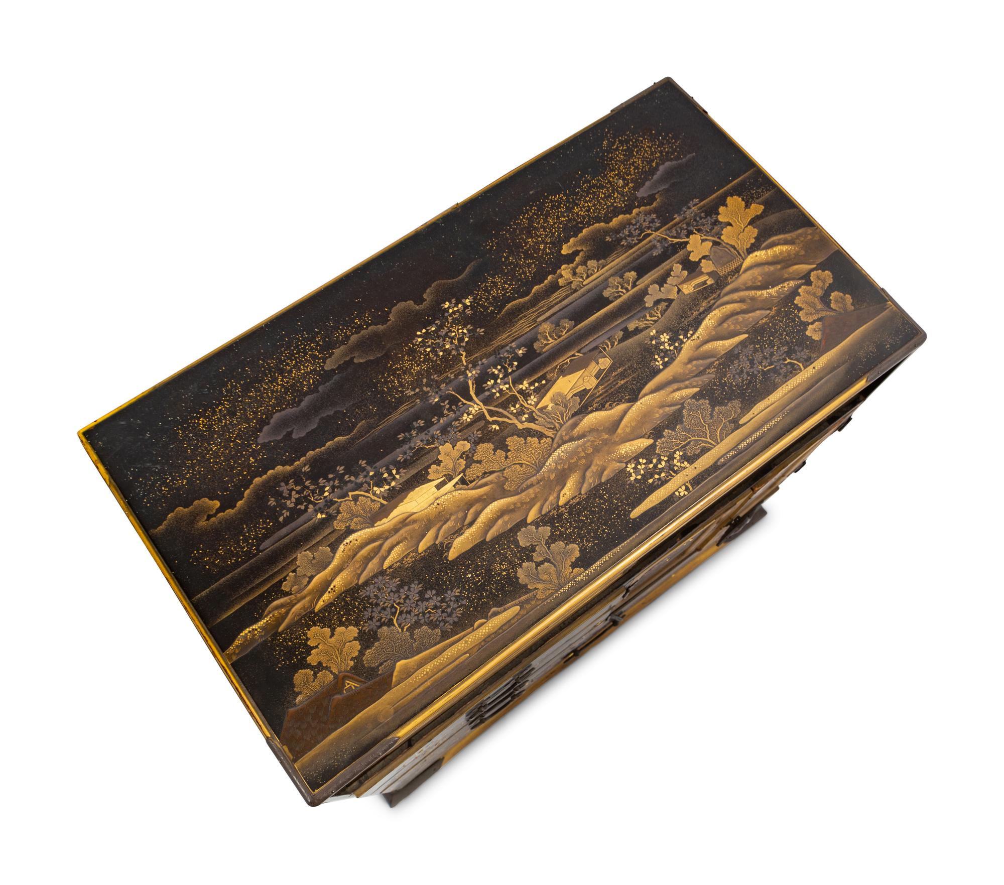 A Japanese Black and Gilt Decorated Table Cabinet, Kodanshu
