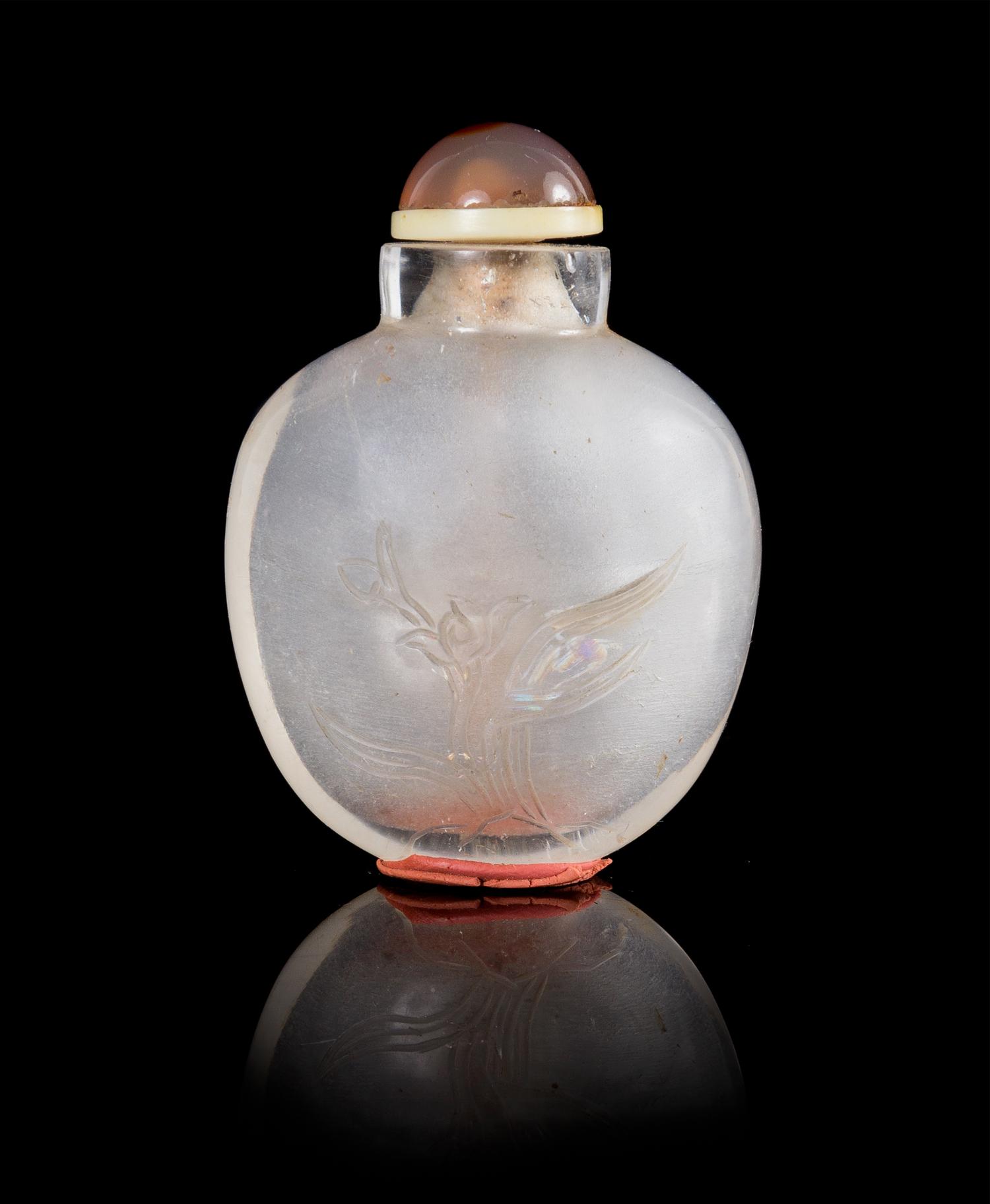 A Rock Crystal Snuff Bottle Height 2 1/2 inches.