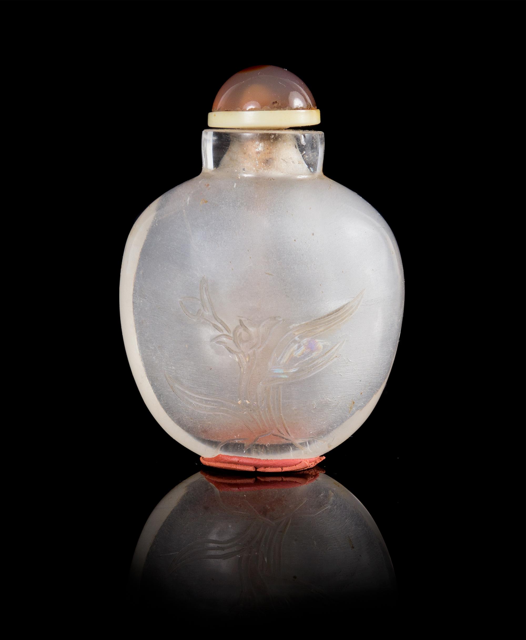 A Rock Crystal Snuff Bottle Height 2 1/2 inches.