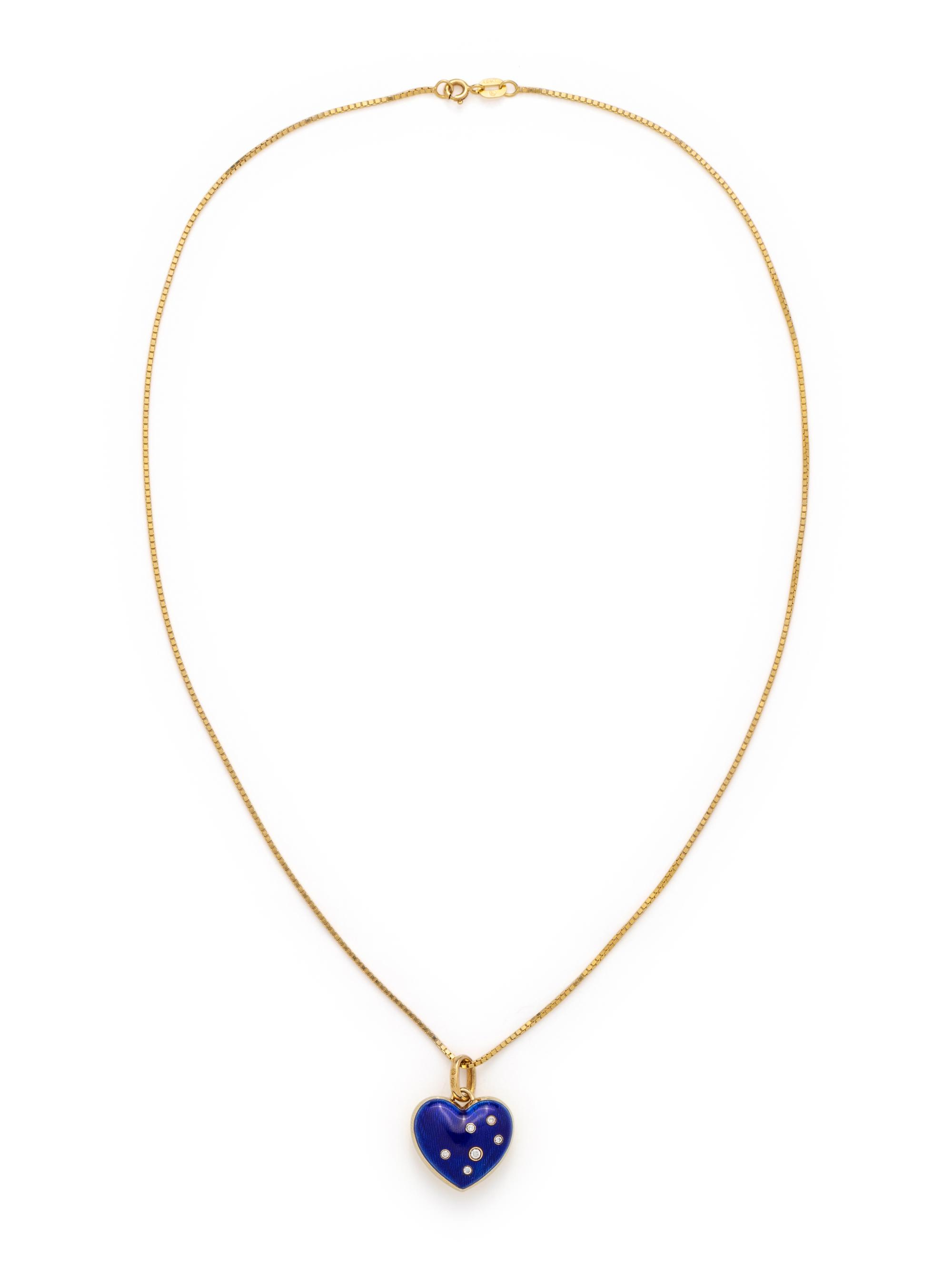 ENAMEL AND DIAMOND HEART PENDANT/NECKLACE