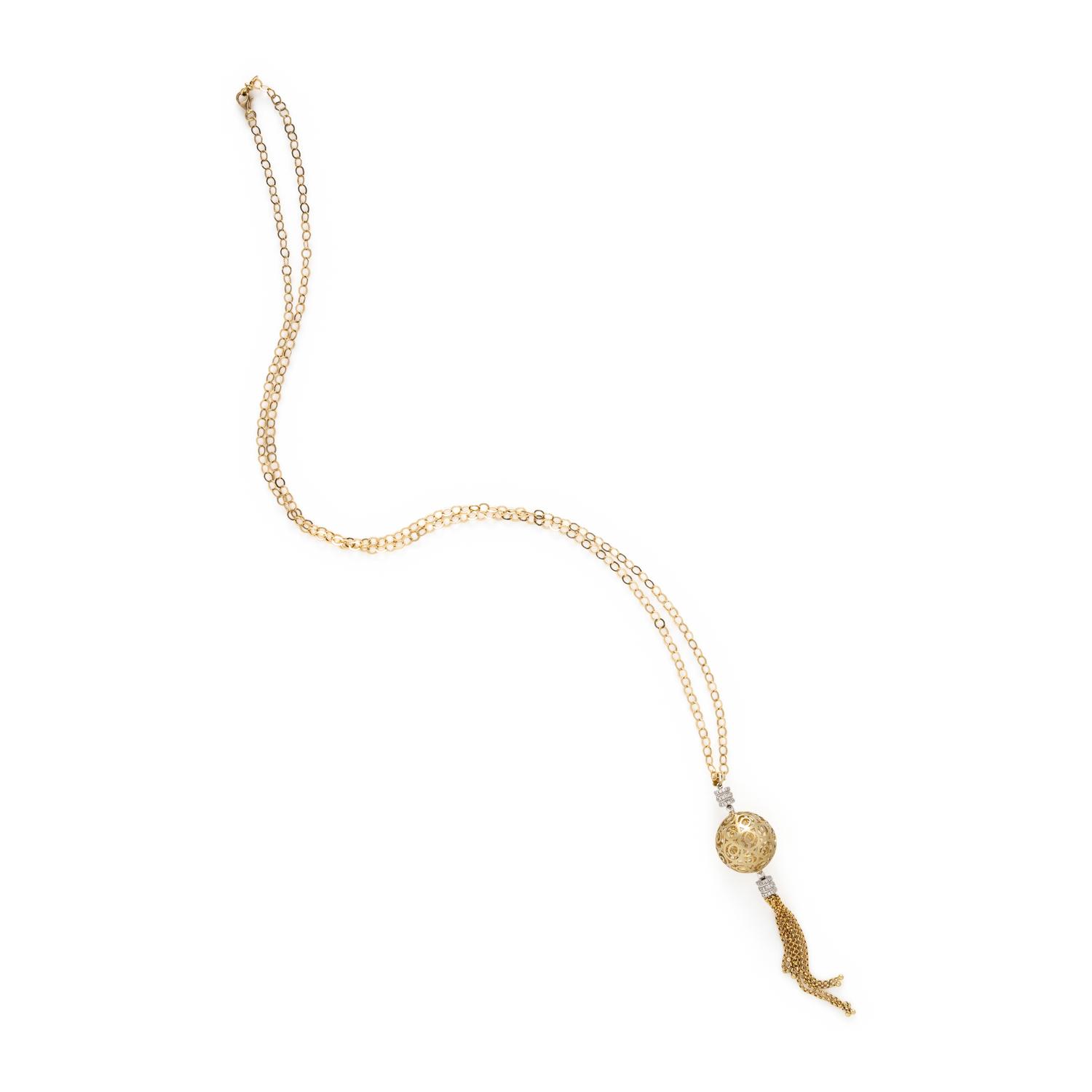 YELLOW GOLD AND DIAMOND PENDANT TASSEL NECKLACE