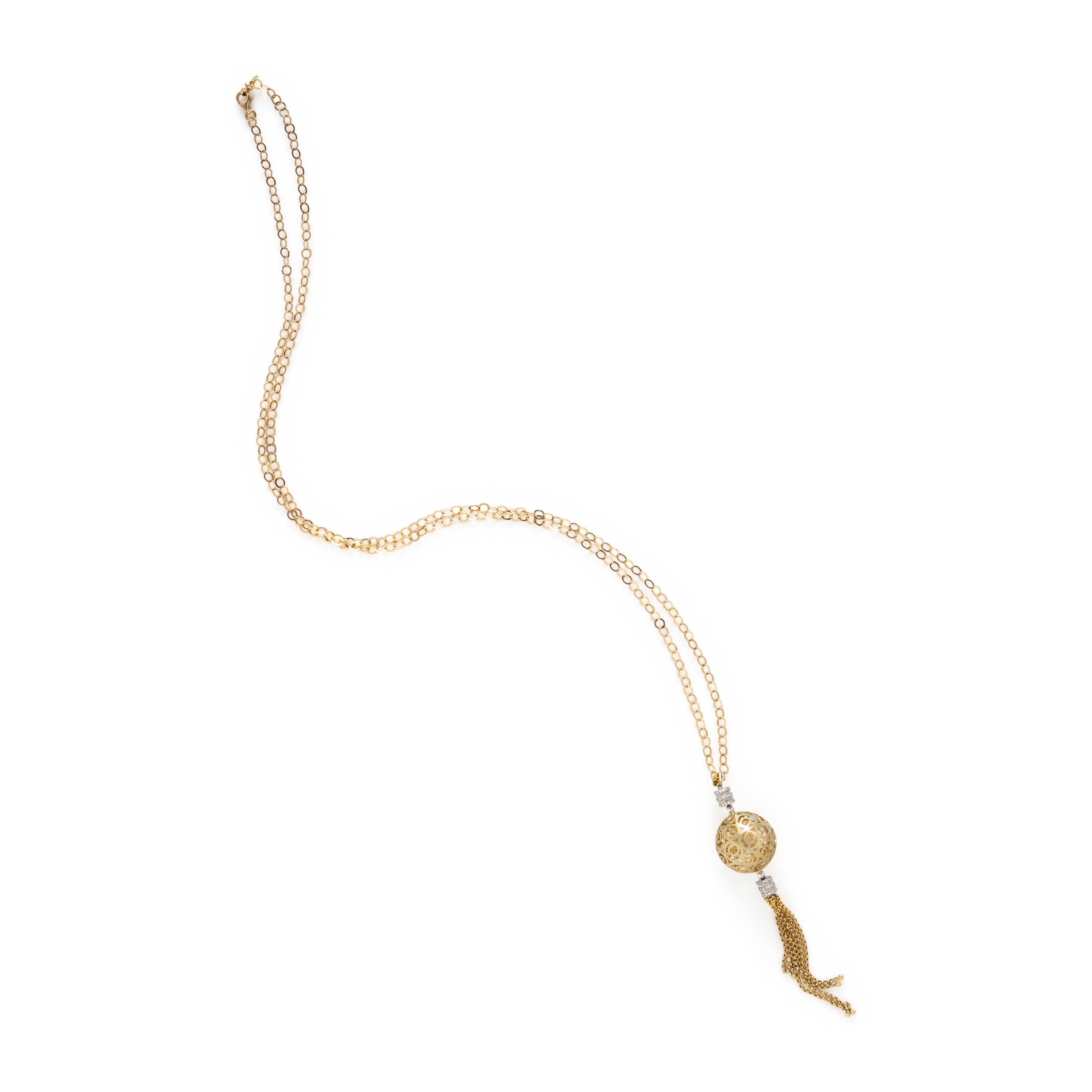 YELLOW GOLD AND DIAMOND PENDANT TASSEL NECKLACE