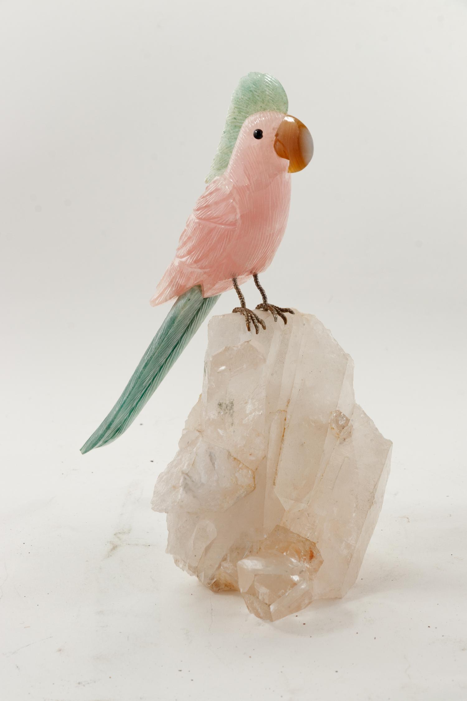 A Hardstone Figure of a Cockatoo