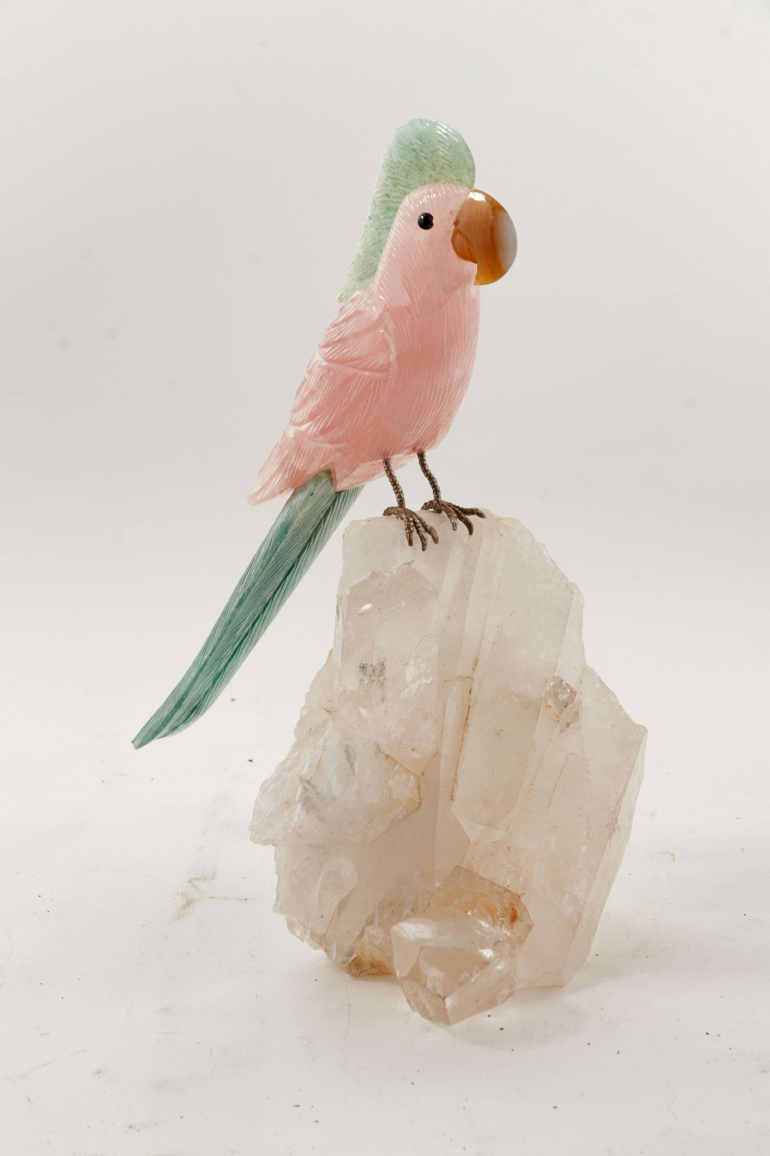 A Hardstone Figure of a Cockatoo