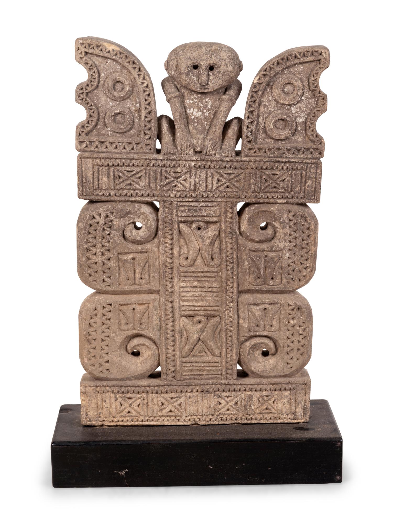 An Asian Relief Carved Stone Stele