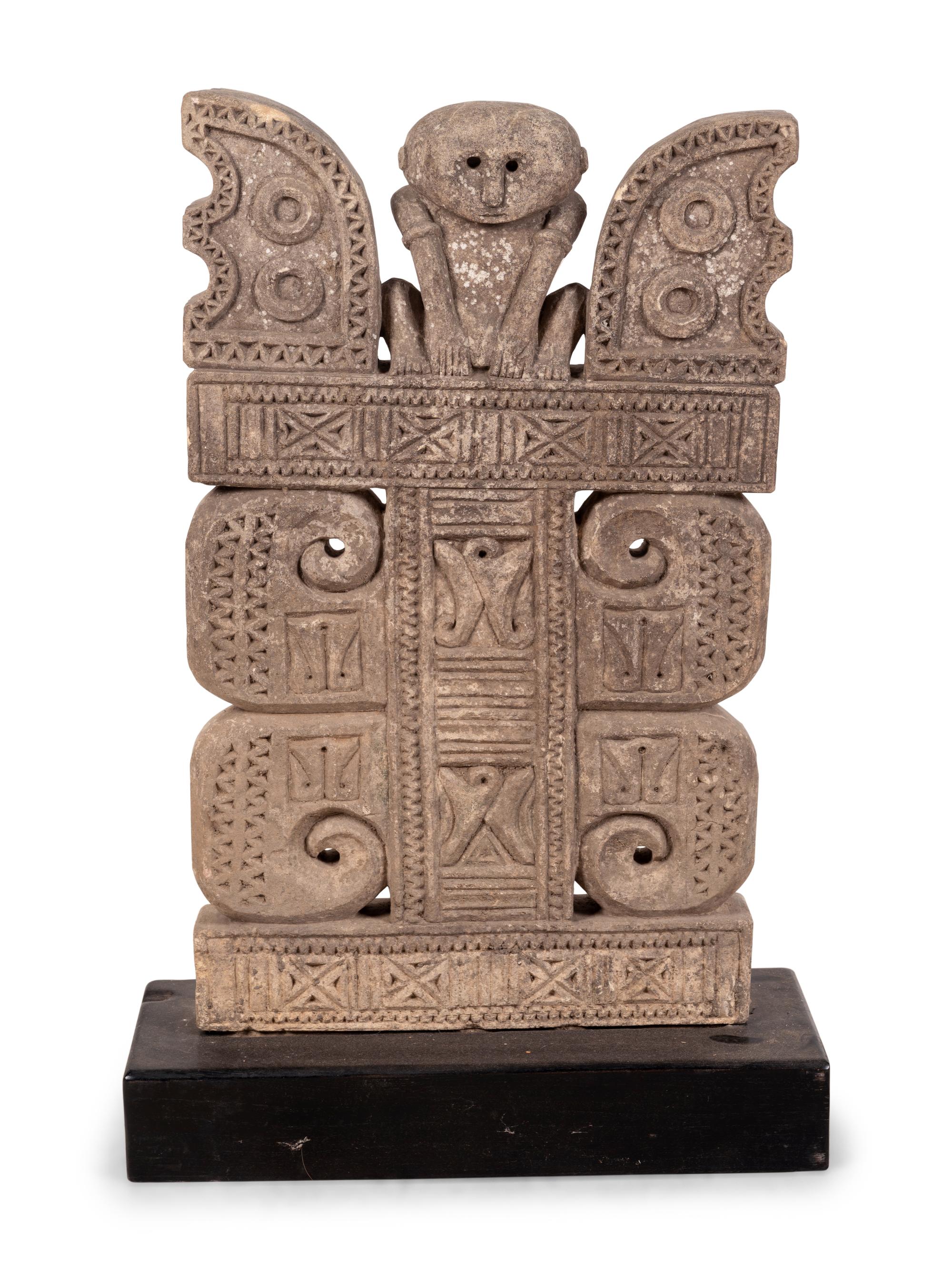 An Asian Relief Carved Stone Stele