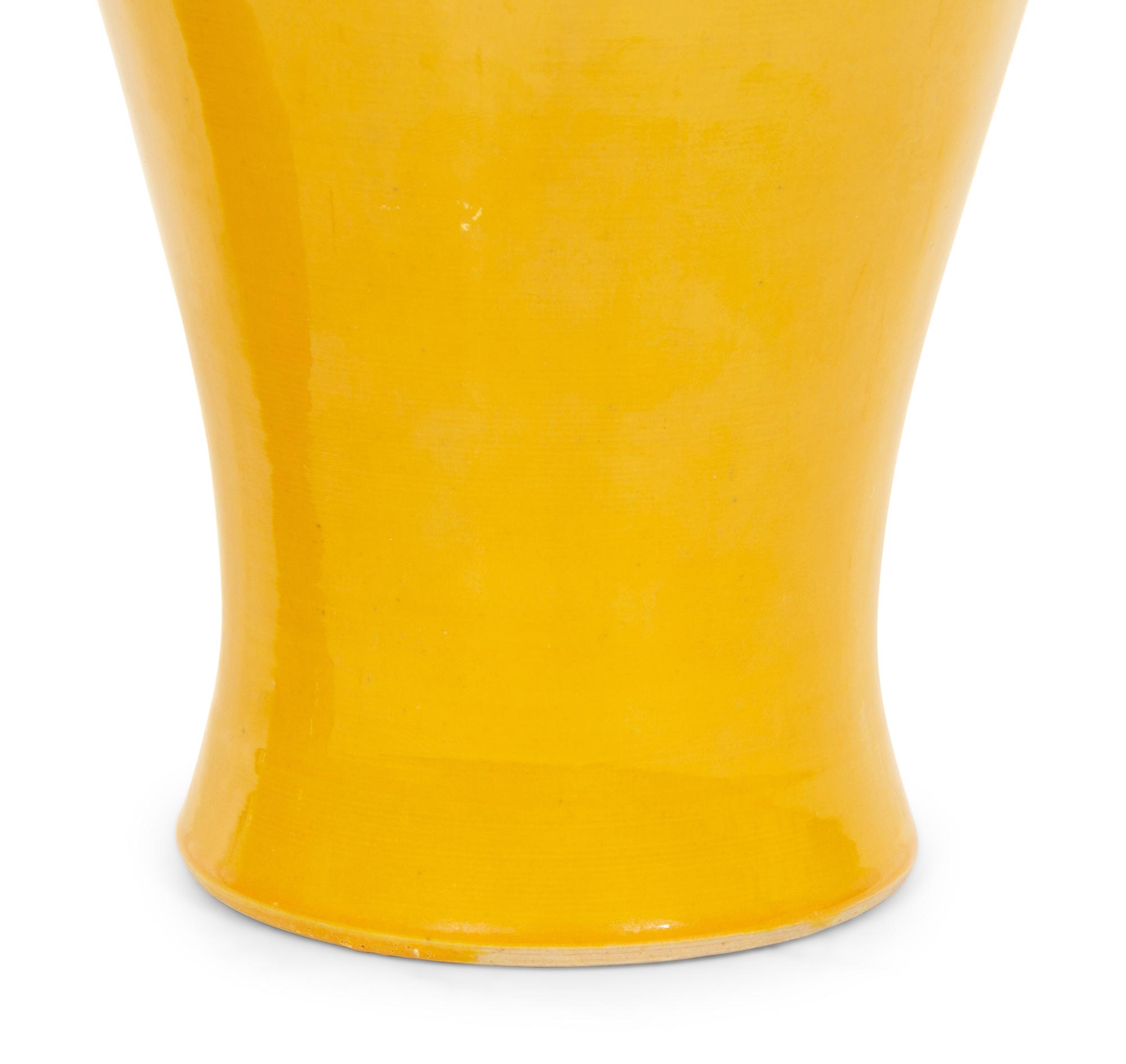 A Pair of Chinese Yellow Glazed Porcelain Vases